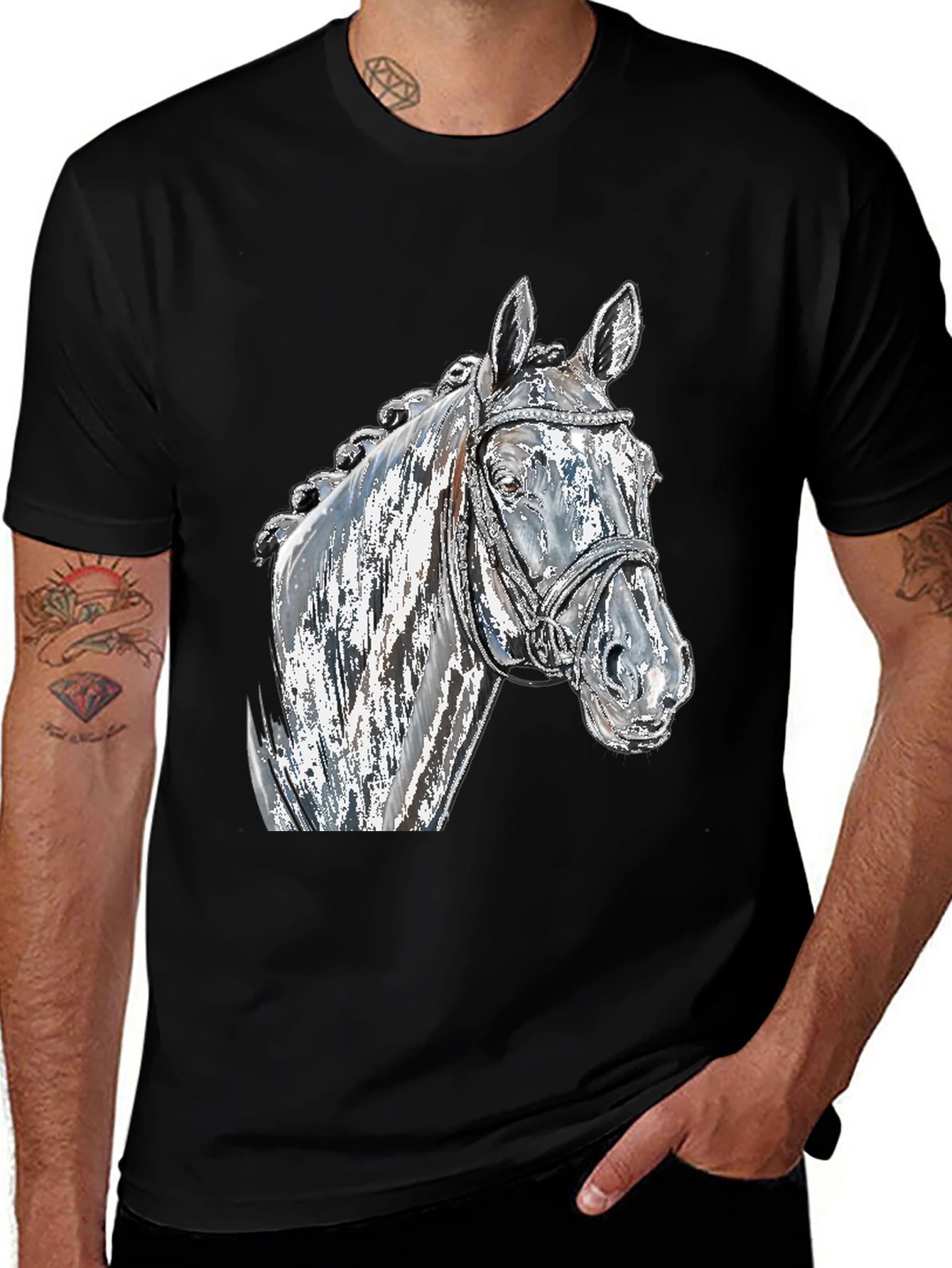 Variant 6 of Equine Elegance T-Shirt - Stylish Horse Head Design