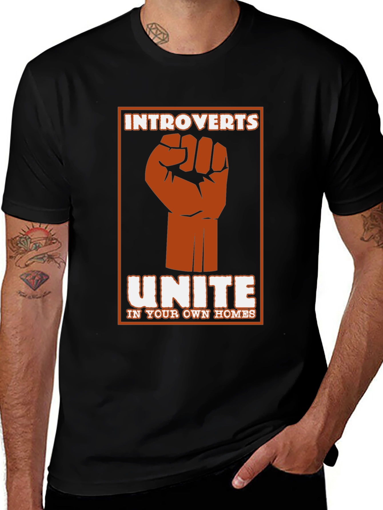 Variant 25 of Introverts Unite T-Shirt - Stay Home Style