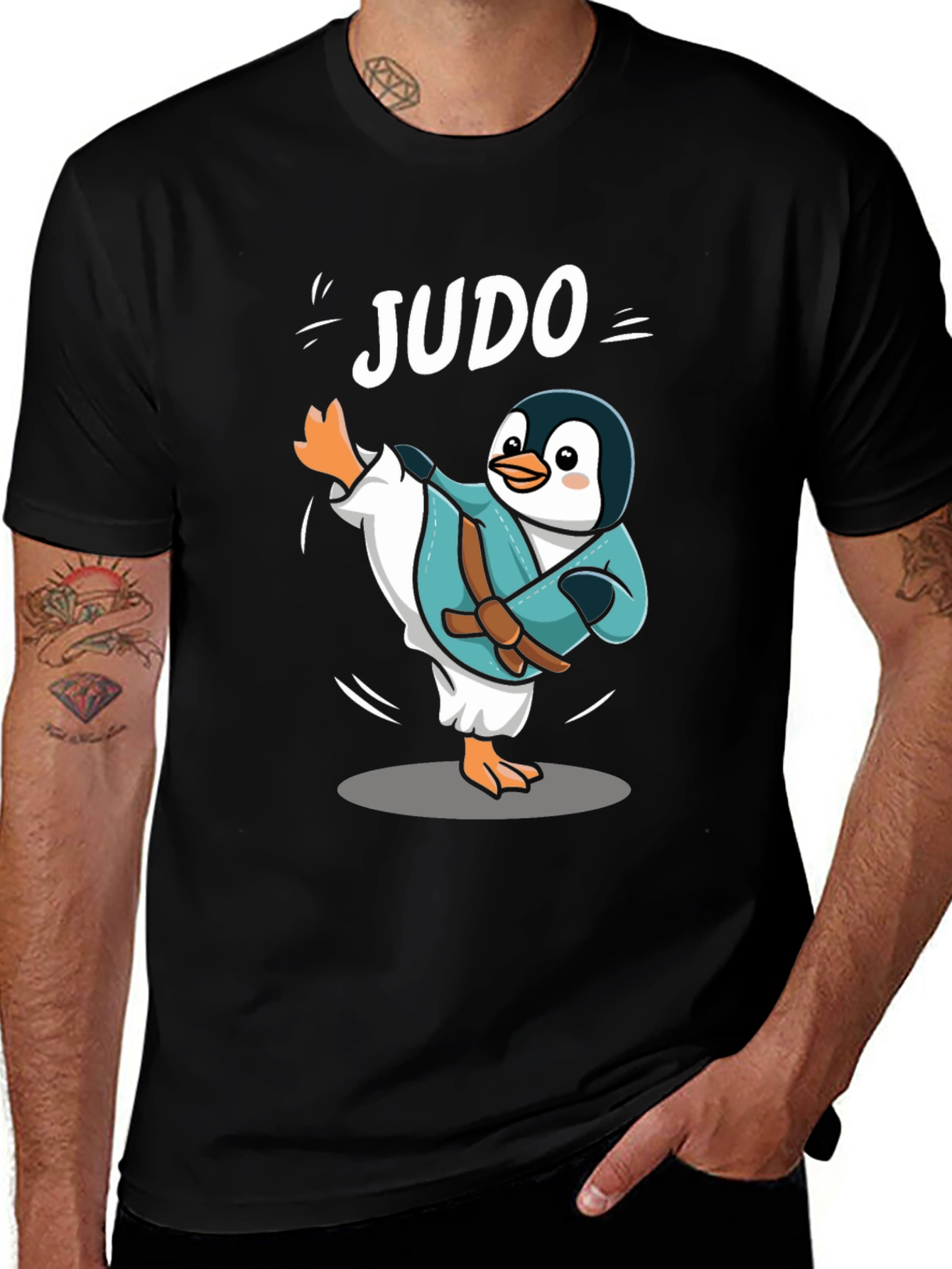 Variant 8 of Judo Penguin Black T-Shirt