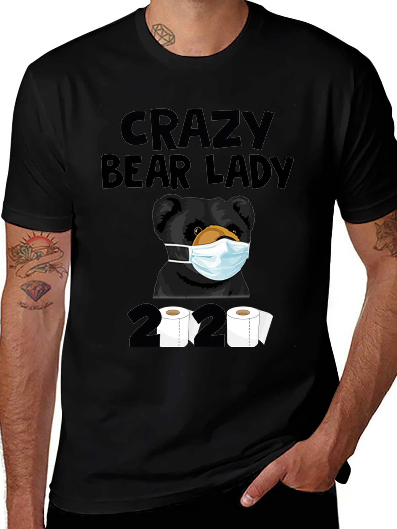 Variant 18 of Crazy Bear Lady 2020 Pandemic Humor Tee