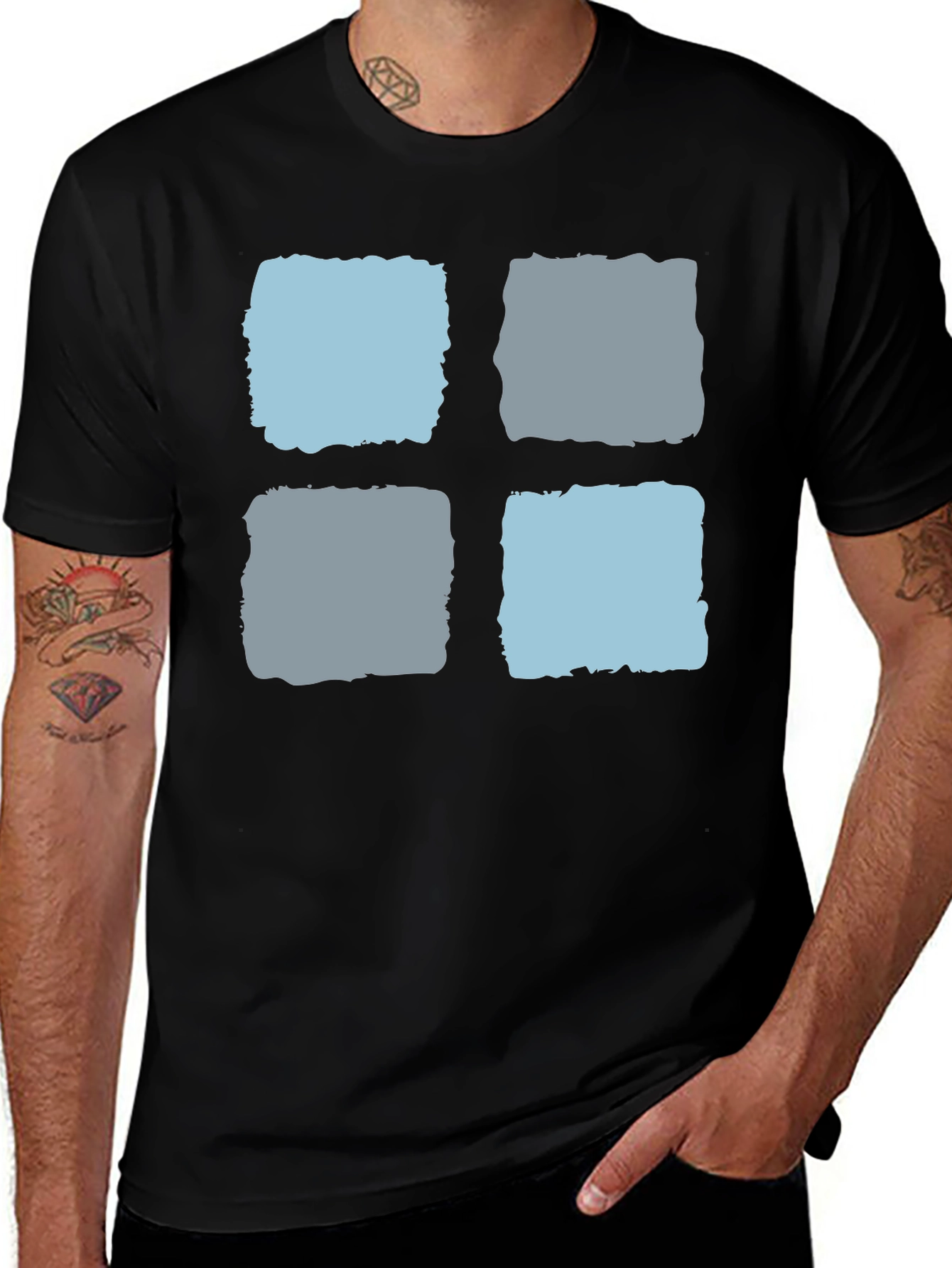 Variant 24 of Modern Blocks Graphic Tee - Soft Black Cotton T-Shirt