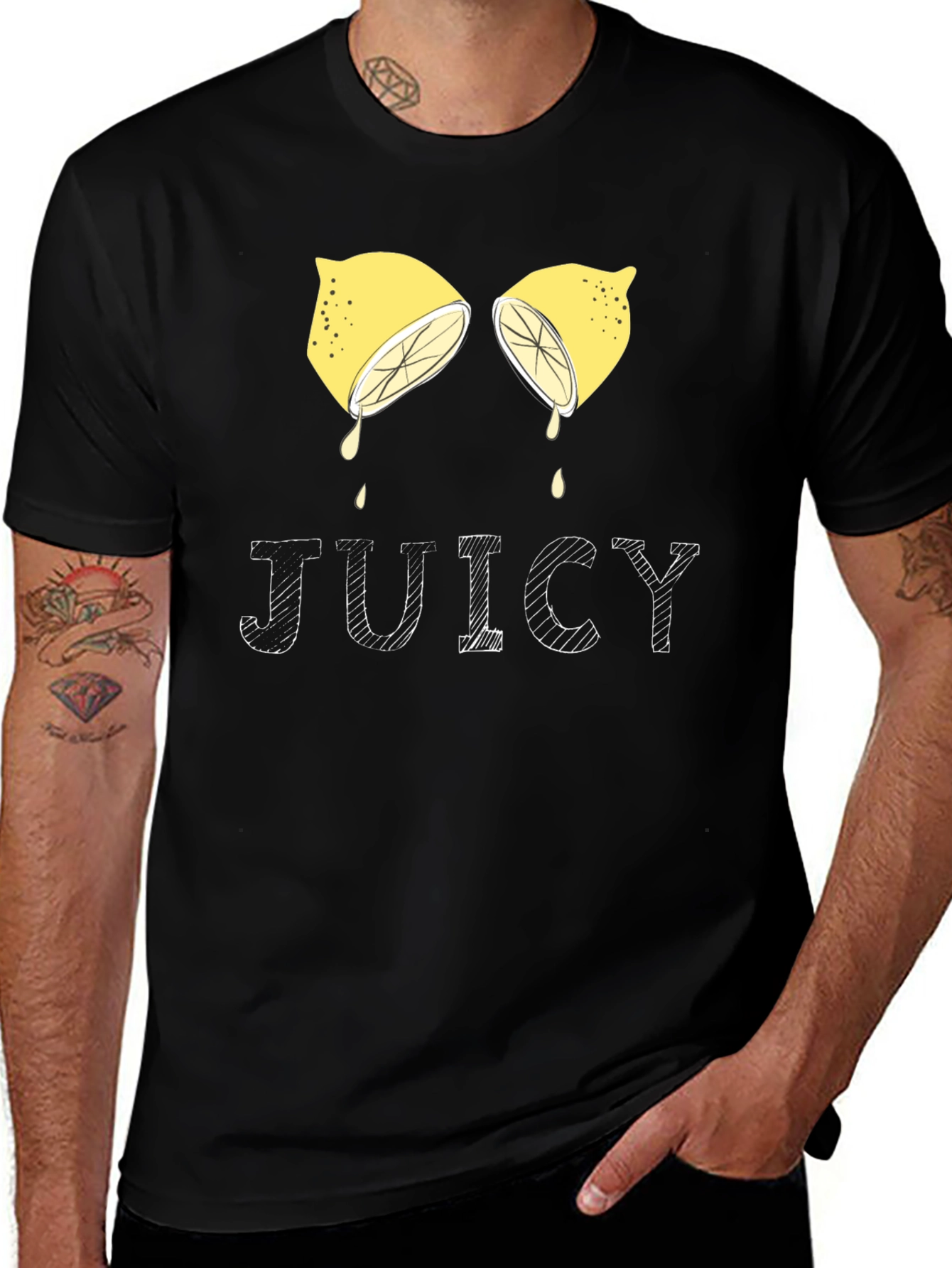 Variant 27 of Juicy Lemon Graphic Tee - Unisex Black T-Shirt