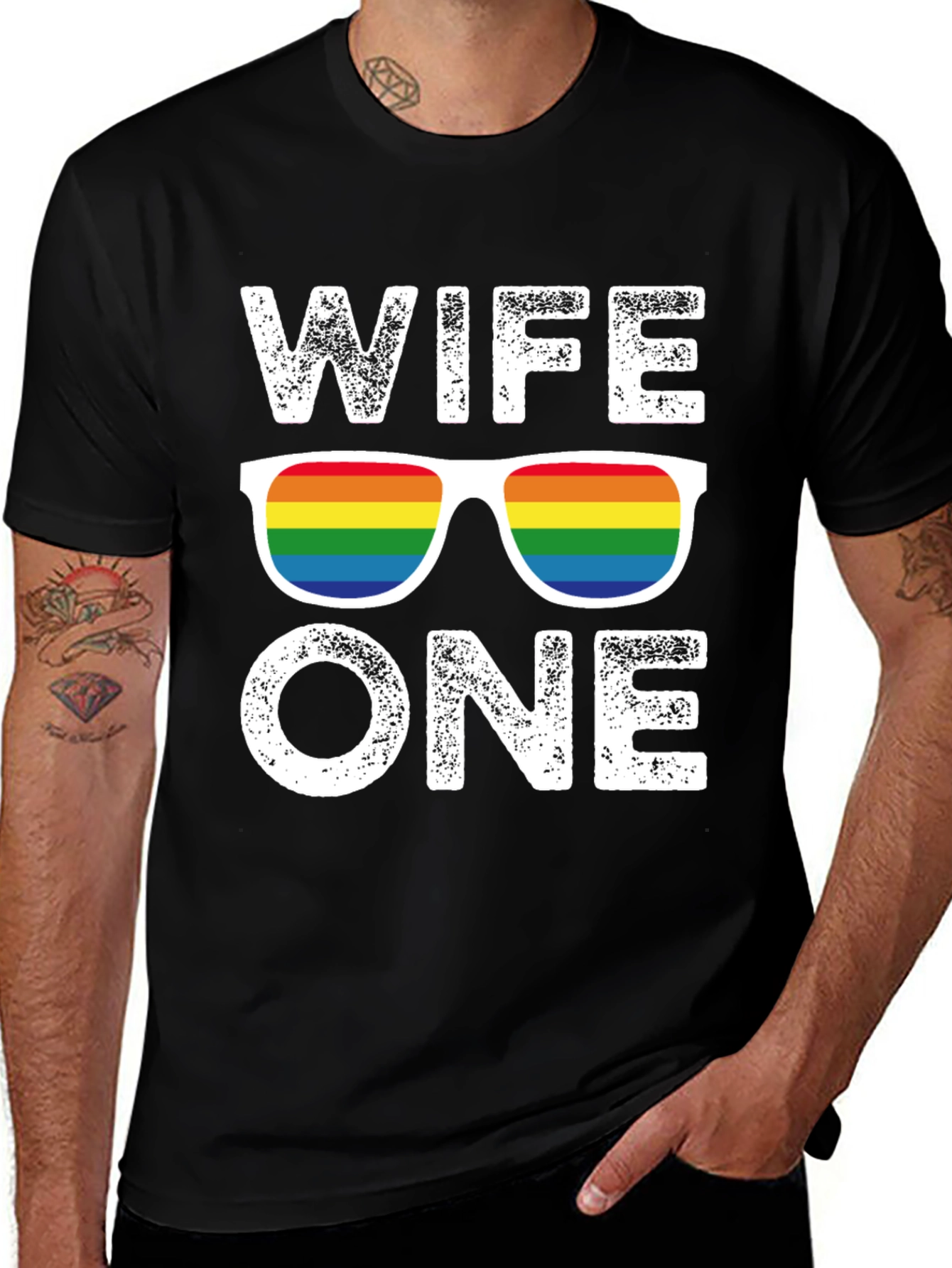 Variant 23 of Wife One LGBTQ Rainbow Graphic T-Shirt
