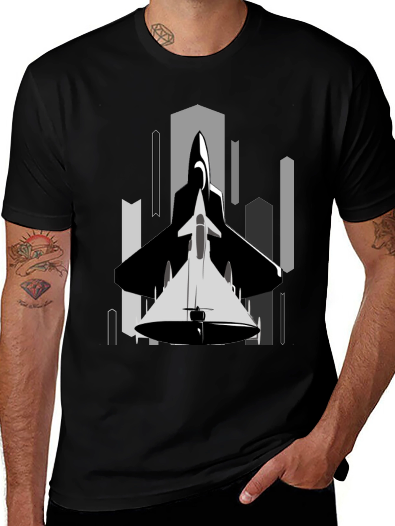 Variant 14 of Stealth Jet Graphic Tee - Urban Style Black T-Shirt