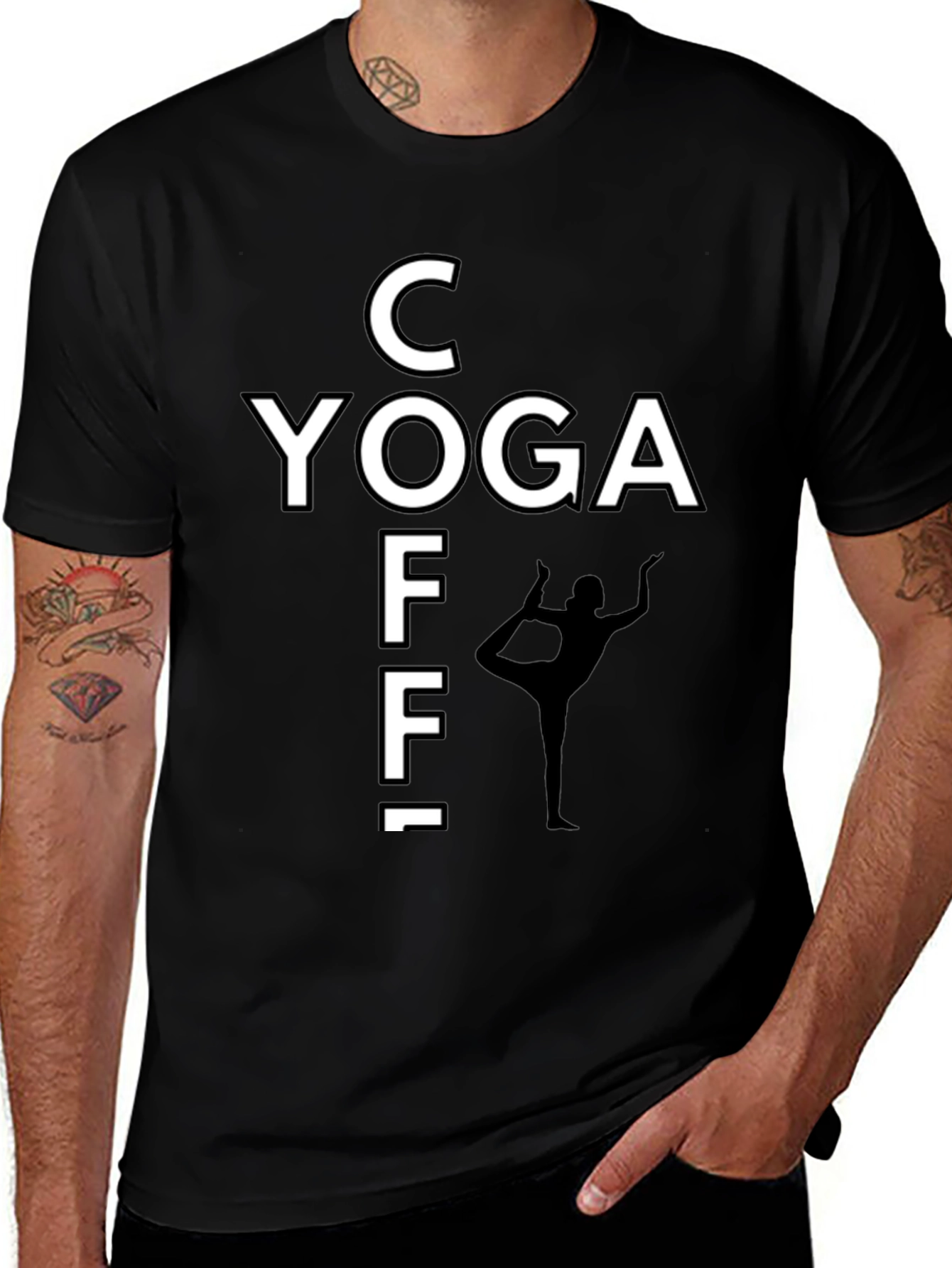 Variant 29 of Yoga Coffee T-Shirt - Black, Comfy, Relaxed Fit