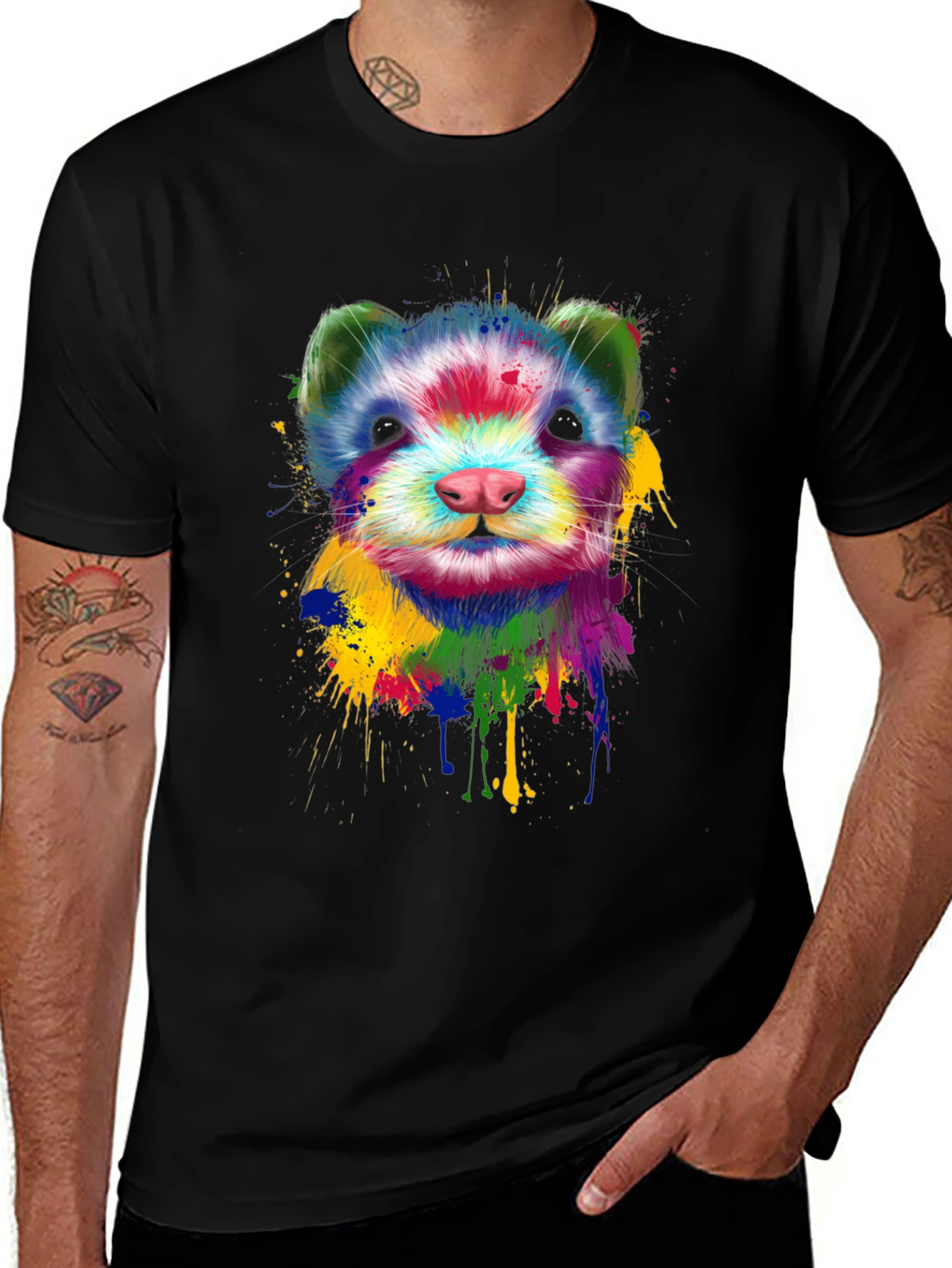 Variant 3 of Vibrant Ferret Graphic Tee - Unique Colorful Design