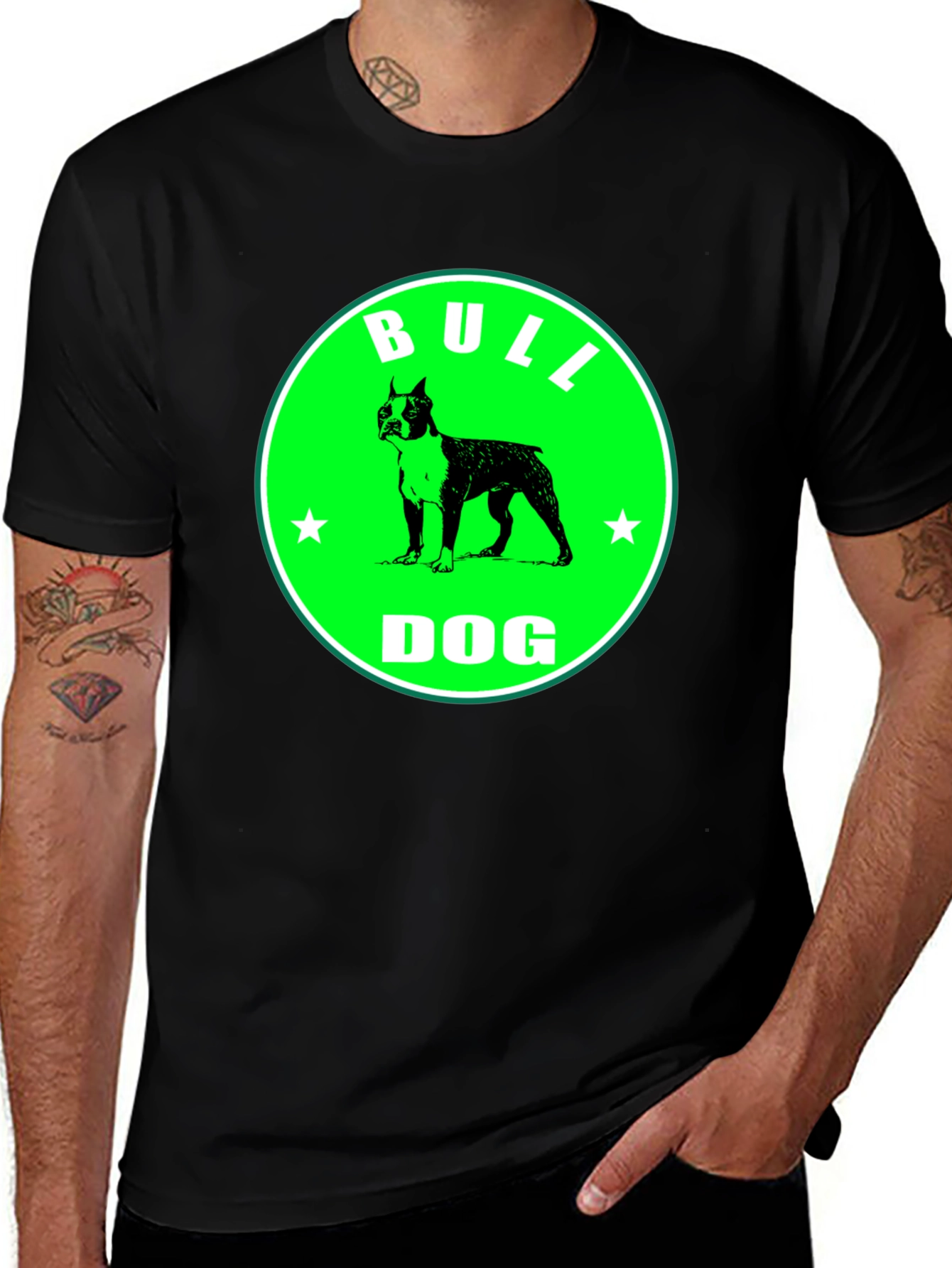 Variant 5 of Bulldog Graphic Tee - Black Cotton T-Shirt