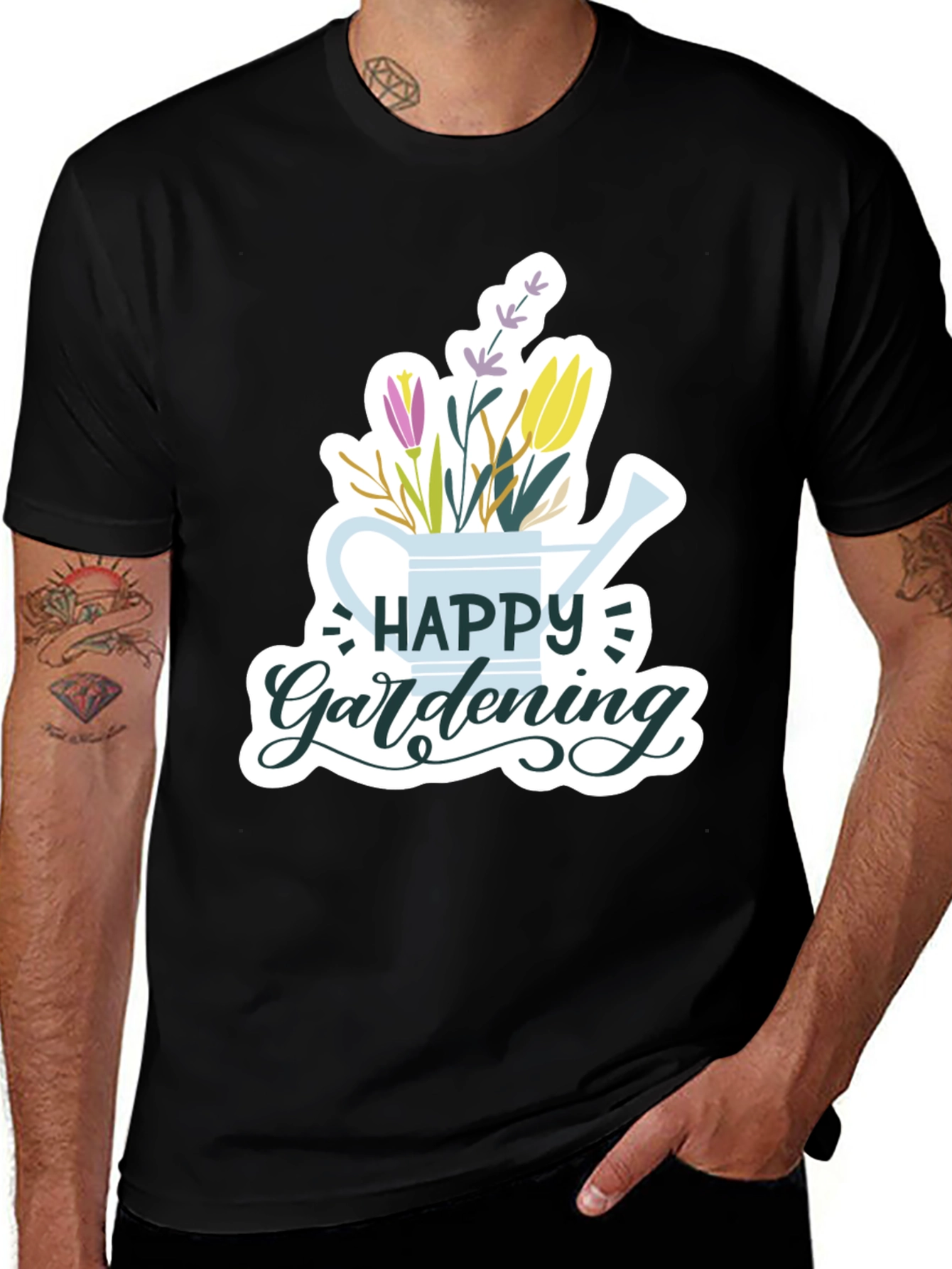 Variant 13 of Happy Gardening Black T-Shirt