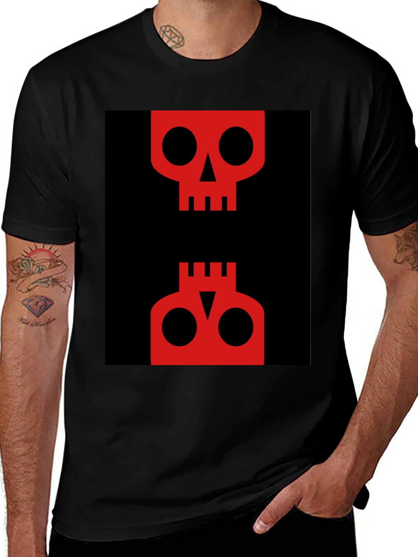 Variant 10 of Abstract Skull Graphic Tee - Red on Black