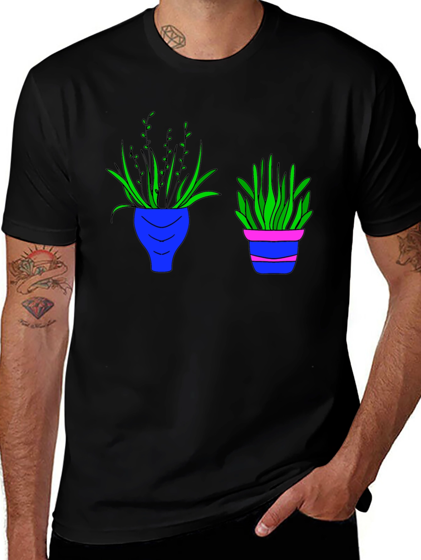 Variant 18 of Black Tee with Plant Pot Graphic