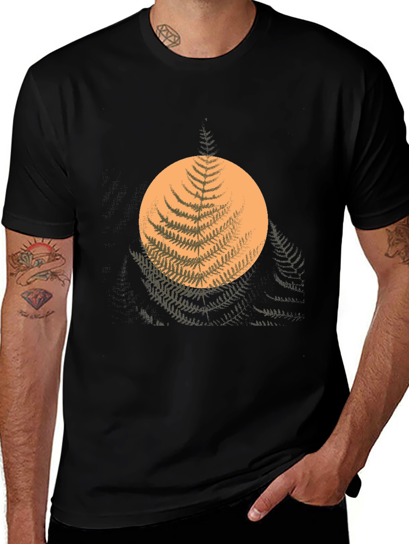Variant 2 of Nature Fern Graphic Tee - Stylish Black T-Shirt