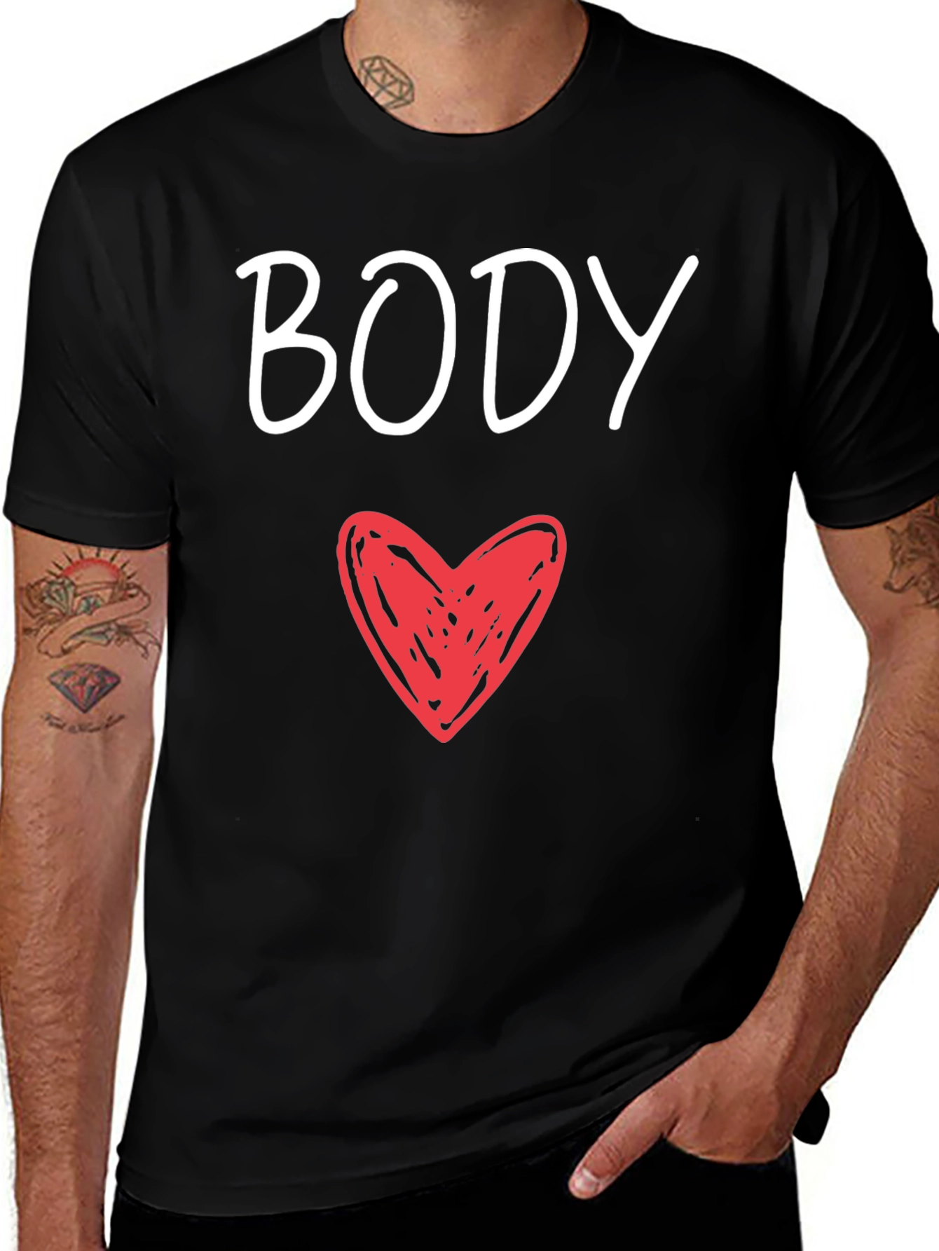 Variant 8 of Body Heart Graphic Tee - Men's Black T-Shirt