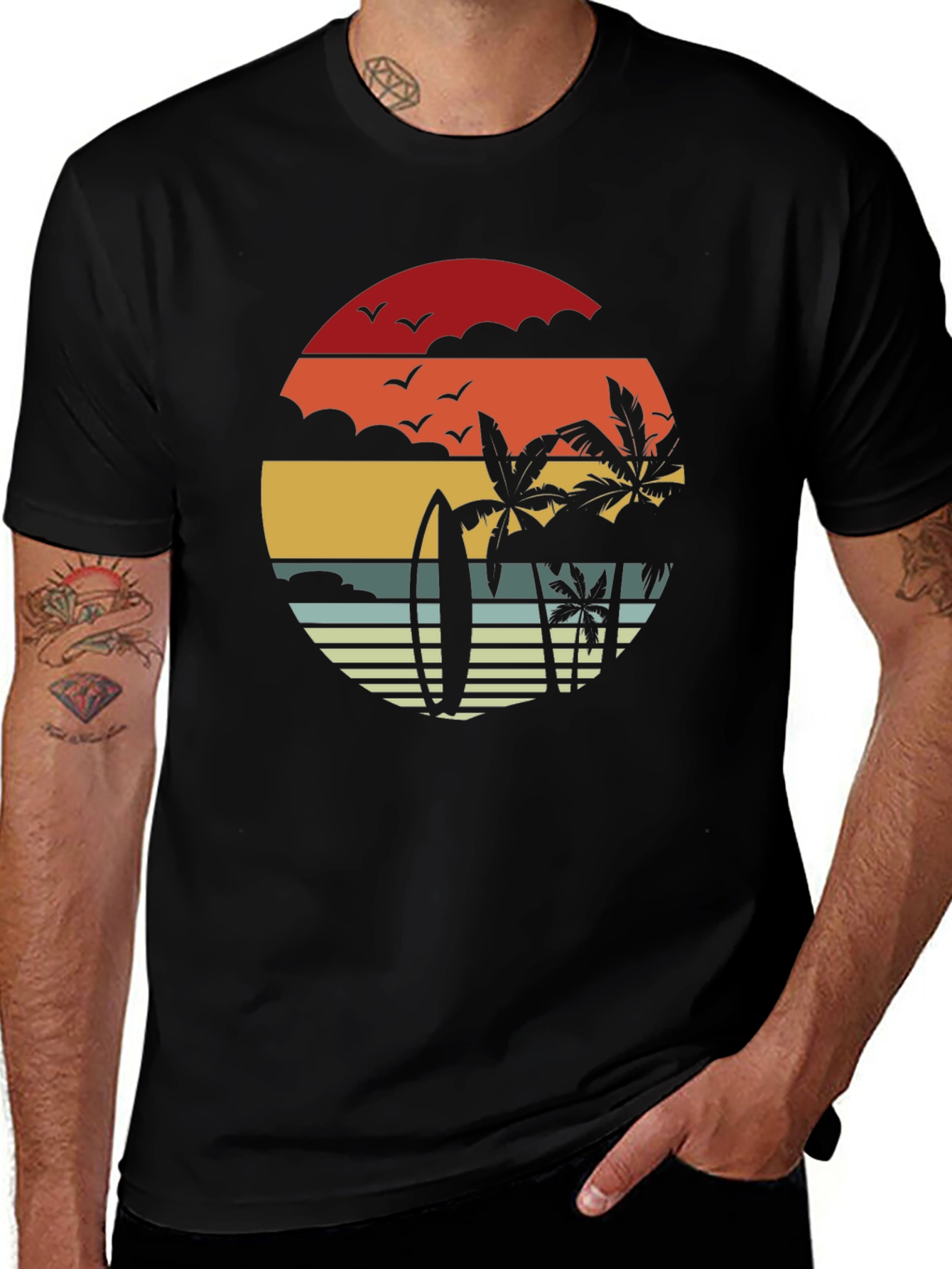 Variant 7 of Retro Sunset Beach T-Shirt