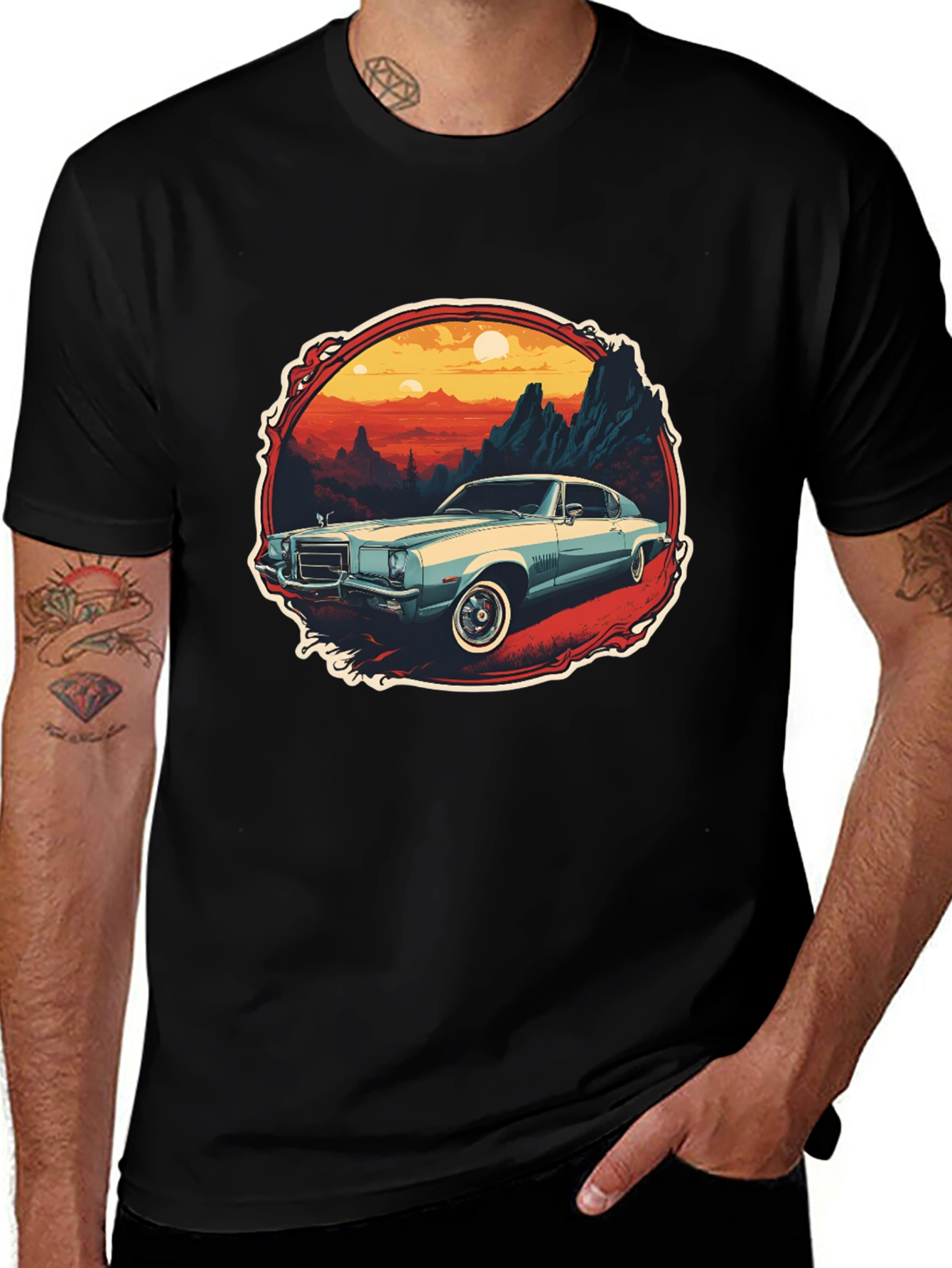 Variant 30 of Vintage Car Graphic Tee - Retro Style Black T-Shirt