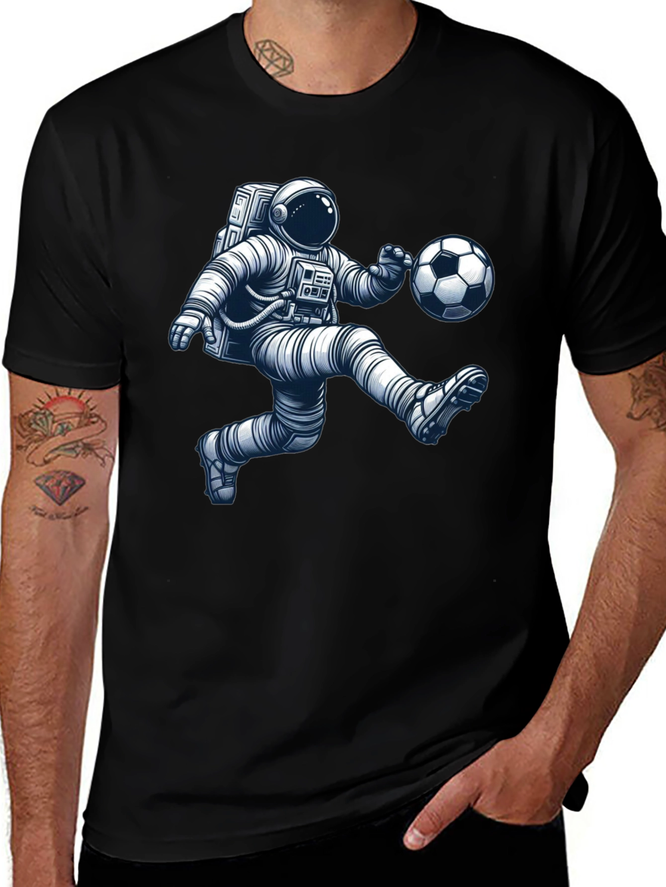 Variant 18 of Astronaut Soccer Player Graphic Tee