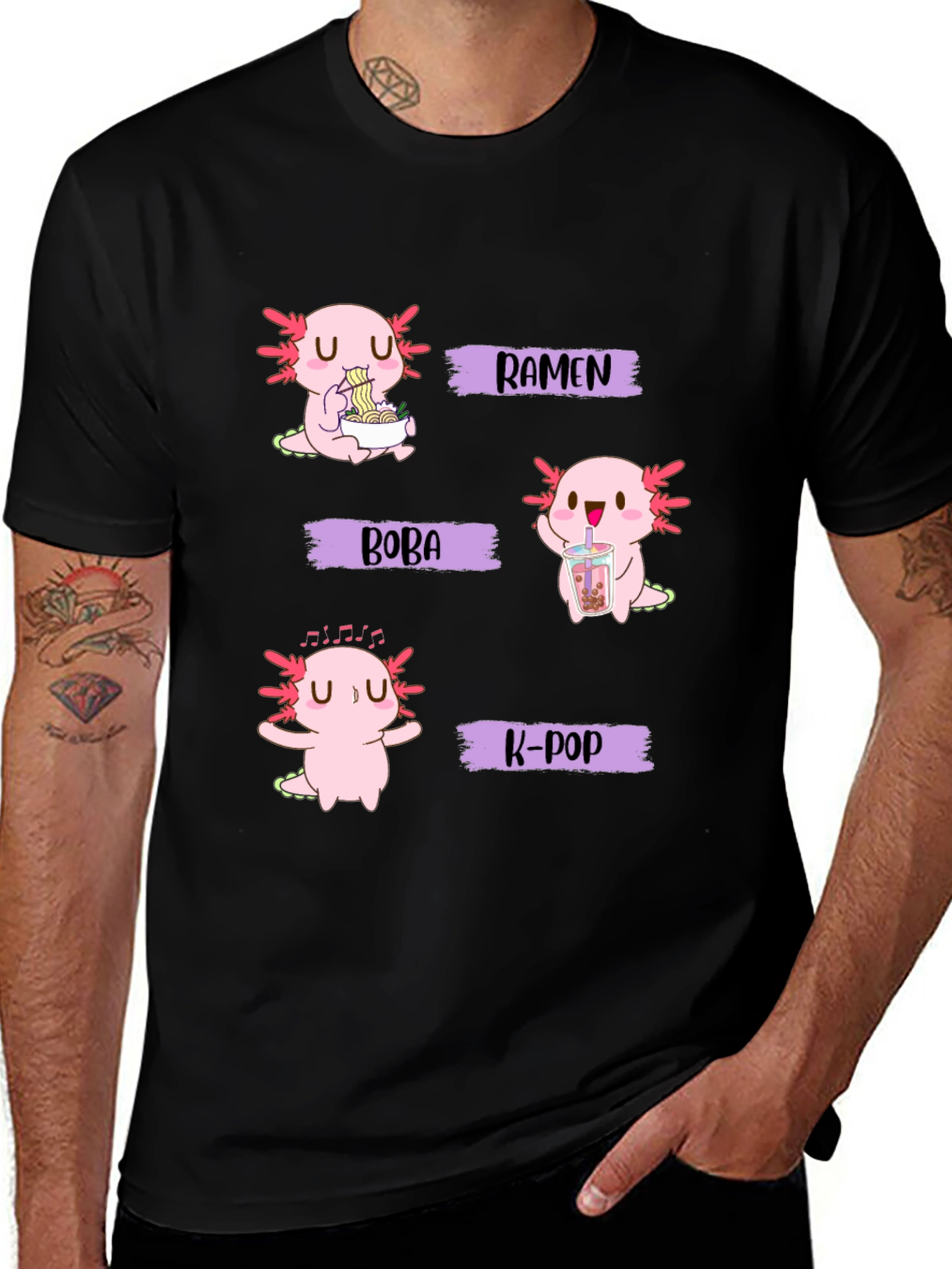 Variant 2 of Axolotl Ramen Boba K-Pop T-Shirt