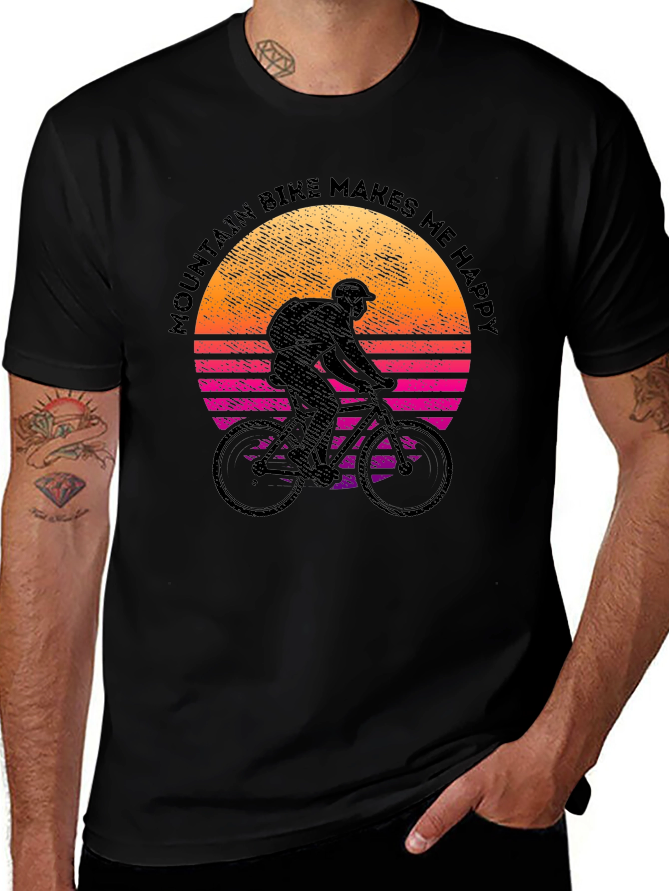 Black Mountain Bike Makes Me Happy Graphic Tee main image