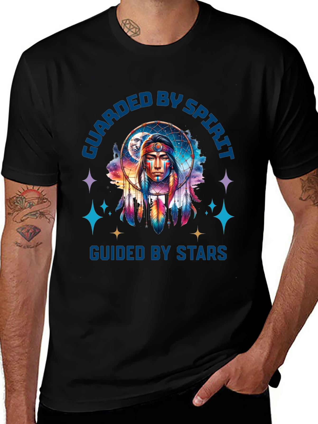 Variant 29 of Guarded by Spirit Graphic Tee - Native American Inspired