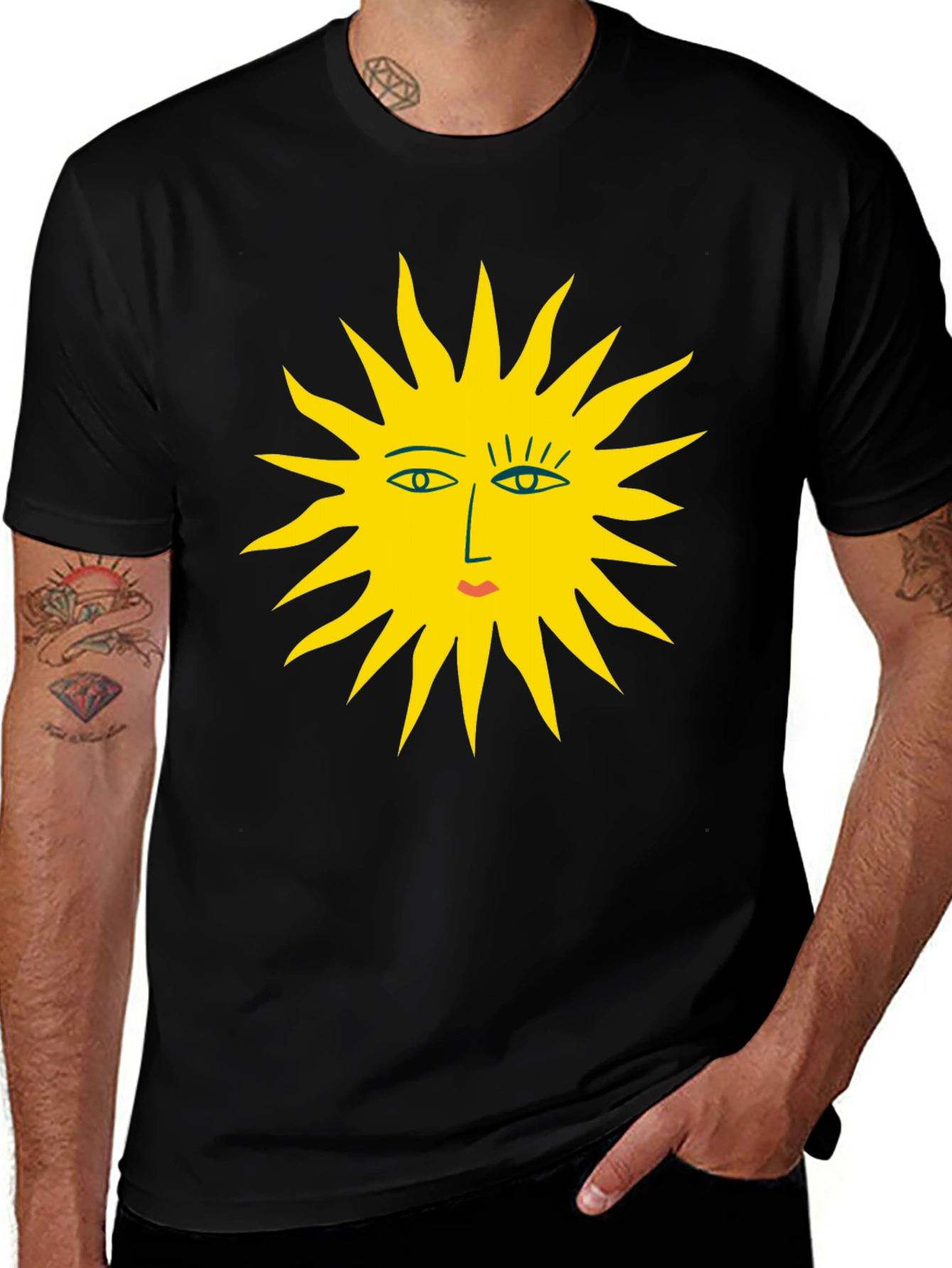 Variant 15 of Sun Face Graphic Black T-Shirt