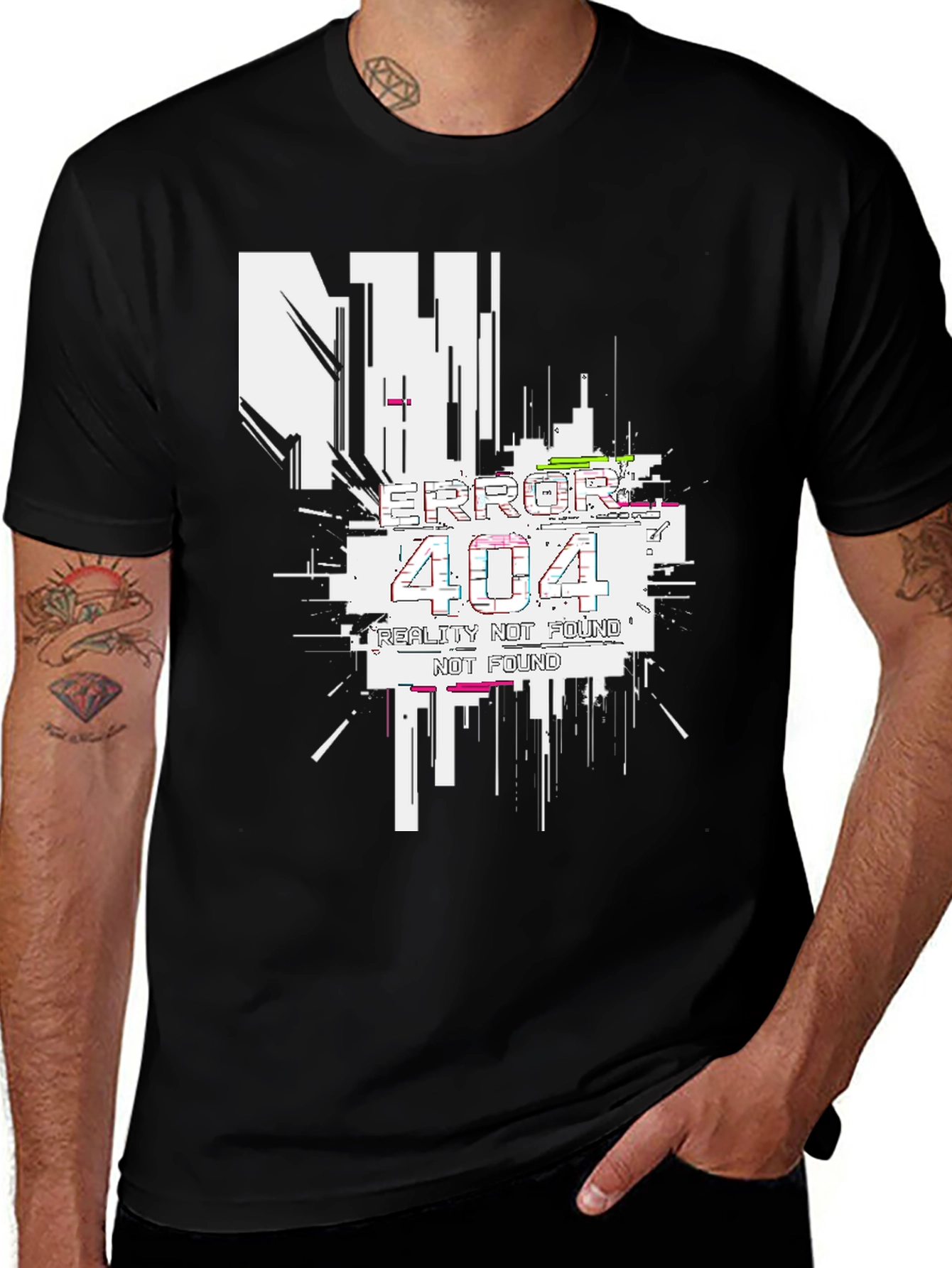 Variant 23 of Error 404 Reality Not Found Black T-Shirt