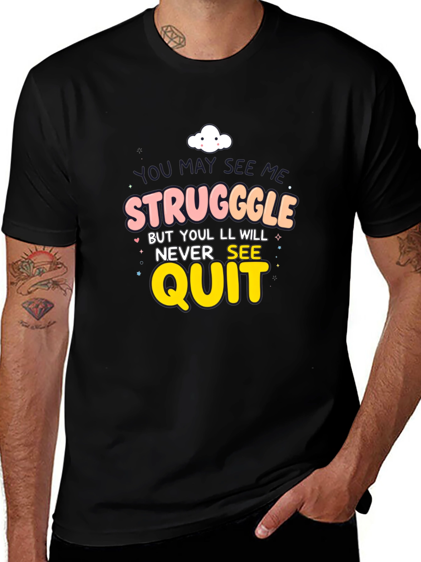 Variant 17 of Never Quit Graphic T-Shirt Motivational Tee