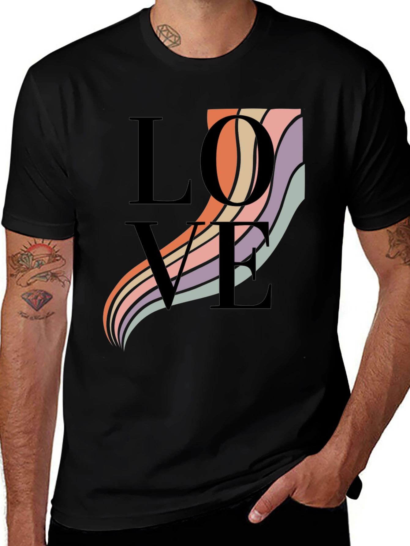 Variant 7 of Love Waves Graphic T-Shirt - Black