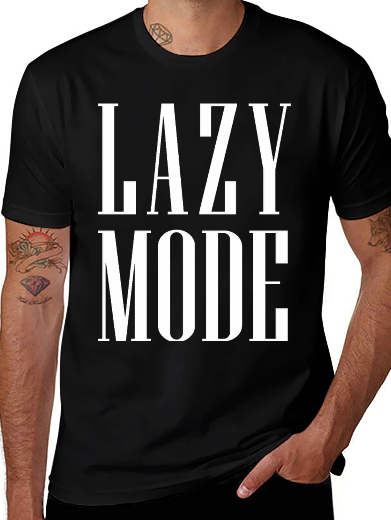 Variant 13 of Lazy Mode Black Graphic Tee