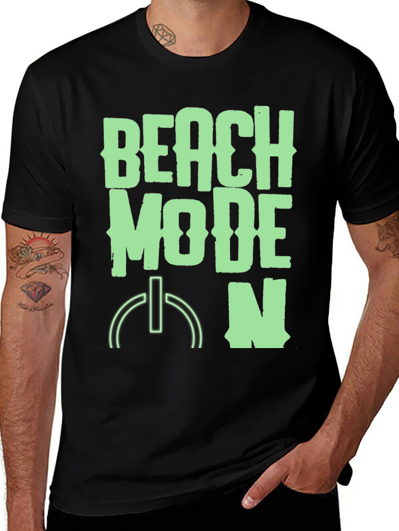 Variant 24 of Beach Mode On Black Graphic Tee