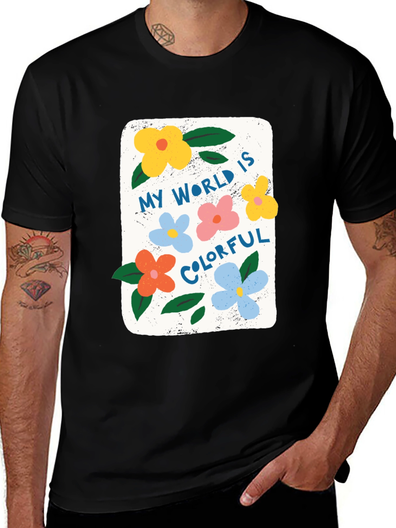 Variant 7 of Colorful Floral Graphic Tee - My World is Colorful