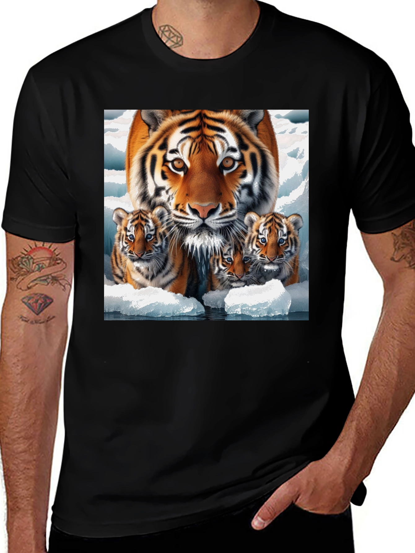 Tiger Family Graphic Tee -  Comfortable Crewneck