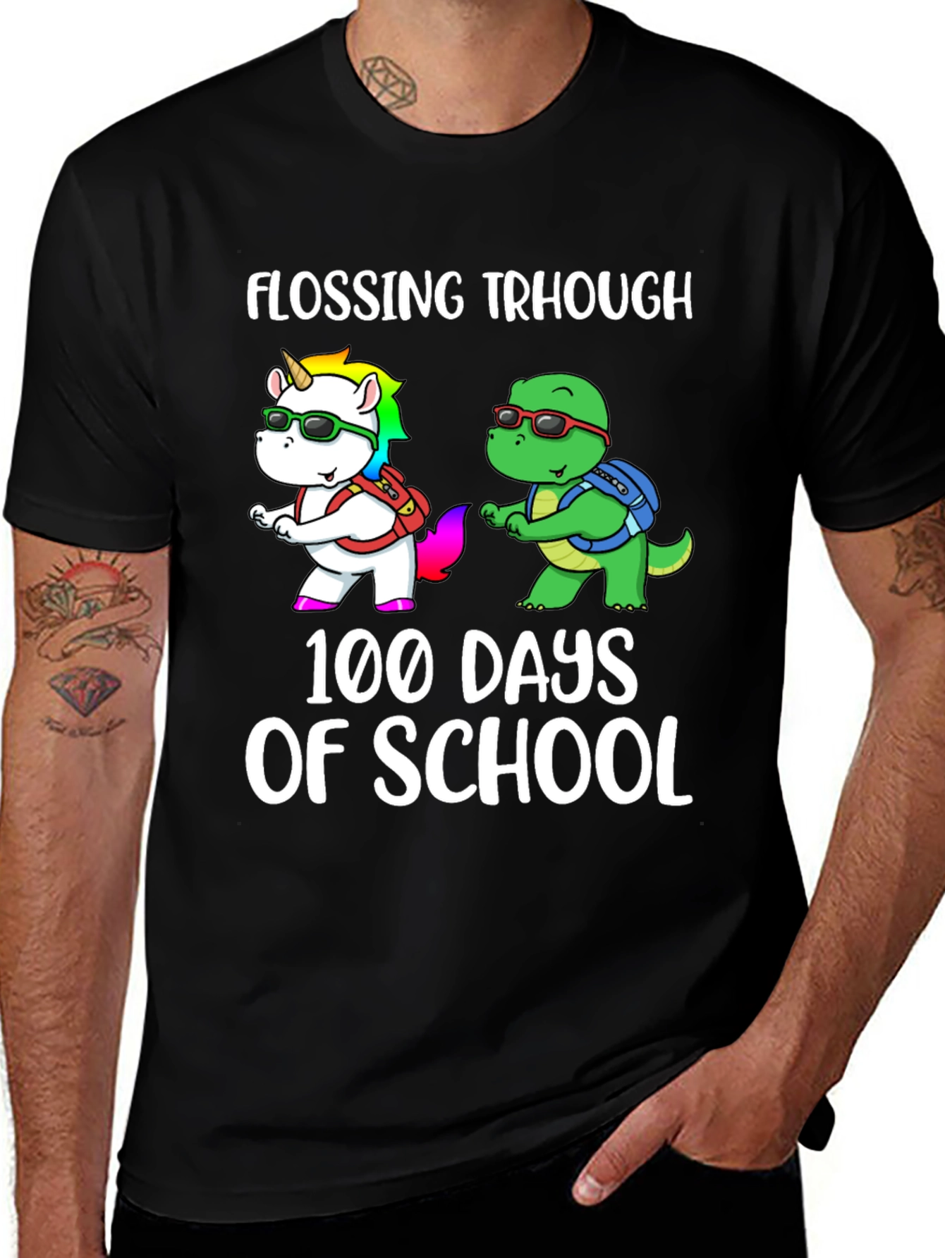 Variant 17 of Flossing Through 100 Days Of School T-Shirt