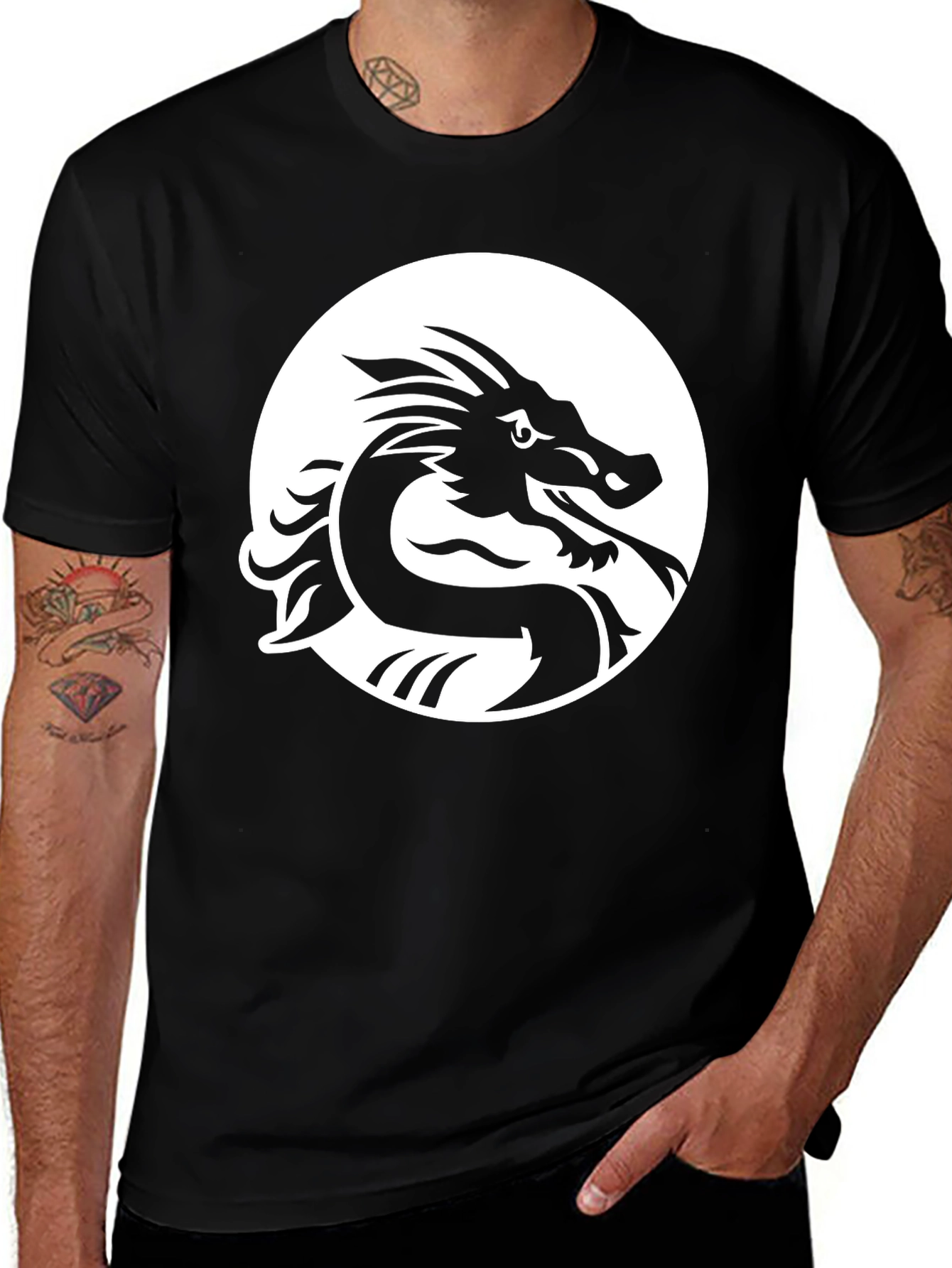 Variant 21 of Dragon Graphic Tee - Black Cotton Blend