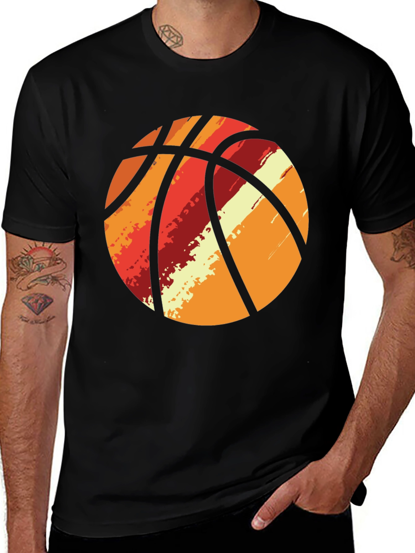Variant 14 of Retro Basketball Graphic Tee - Black