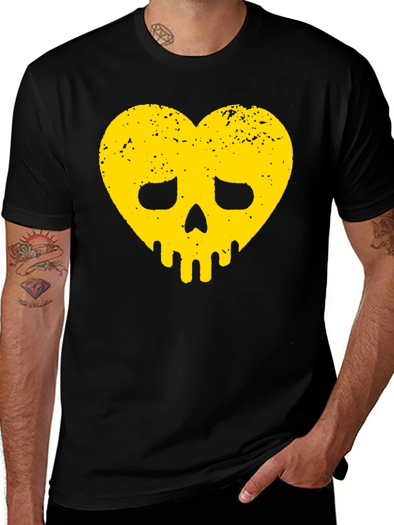 Variant 14 of Heart Skull Graphic Tee - Black