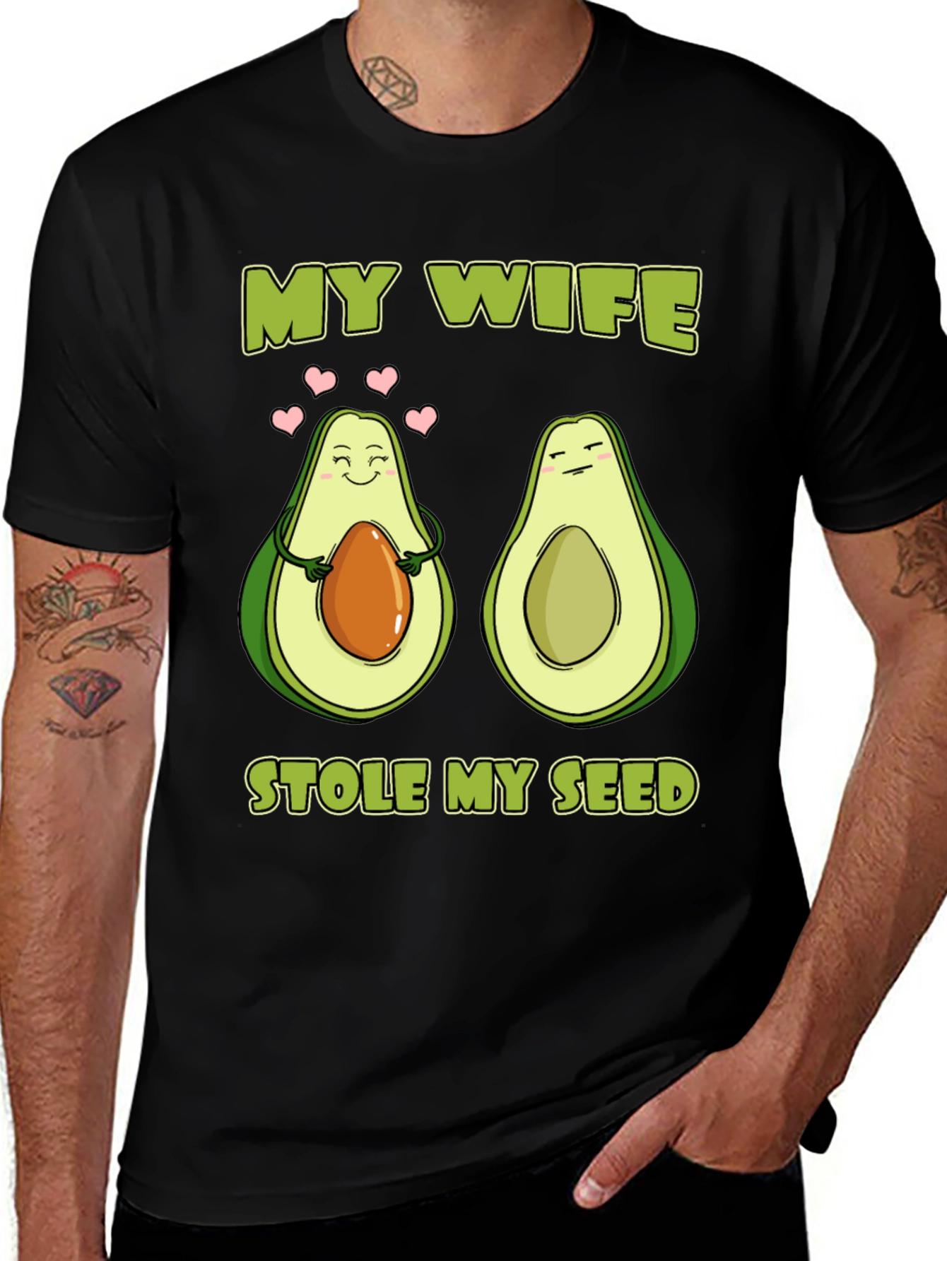 Variant 27 of Funny Avocado 'My Wife Stole My Seed' Men's T-Shirt