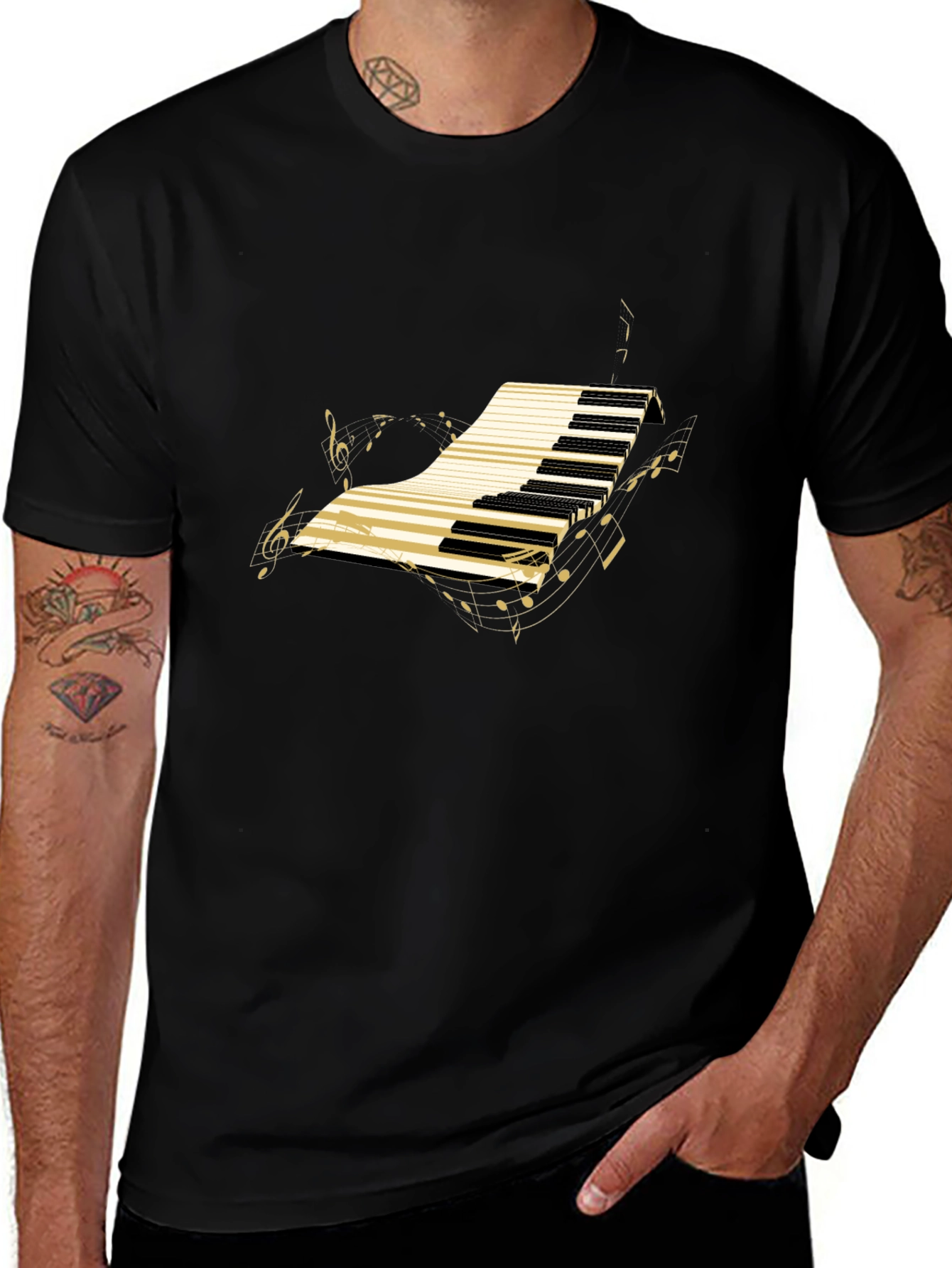 Variant 26 of Piano Keys & Notes Graphic Tee - Music Lover Shirt