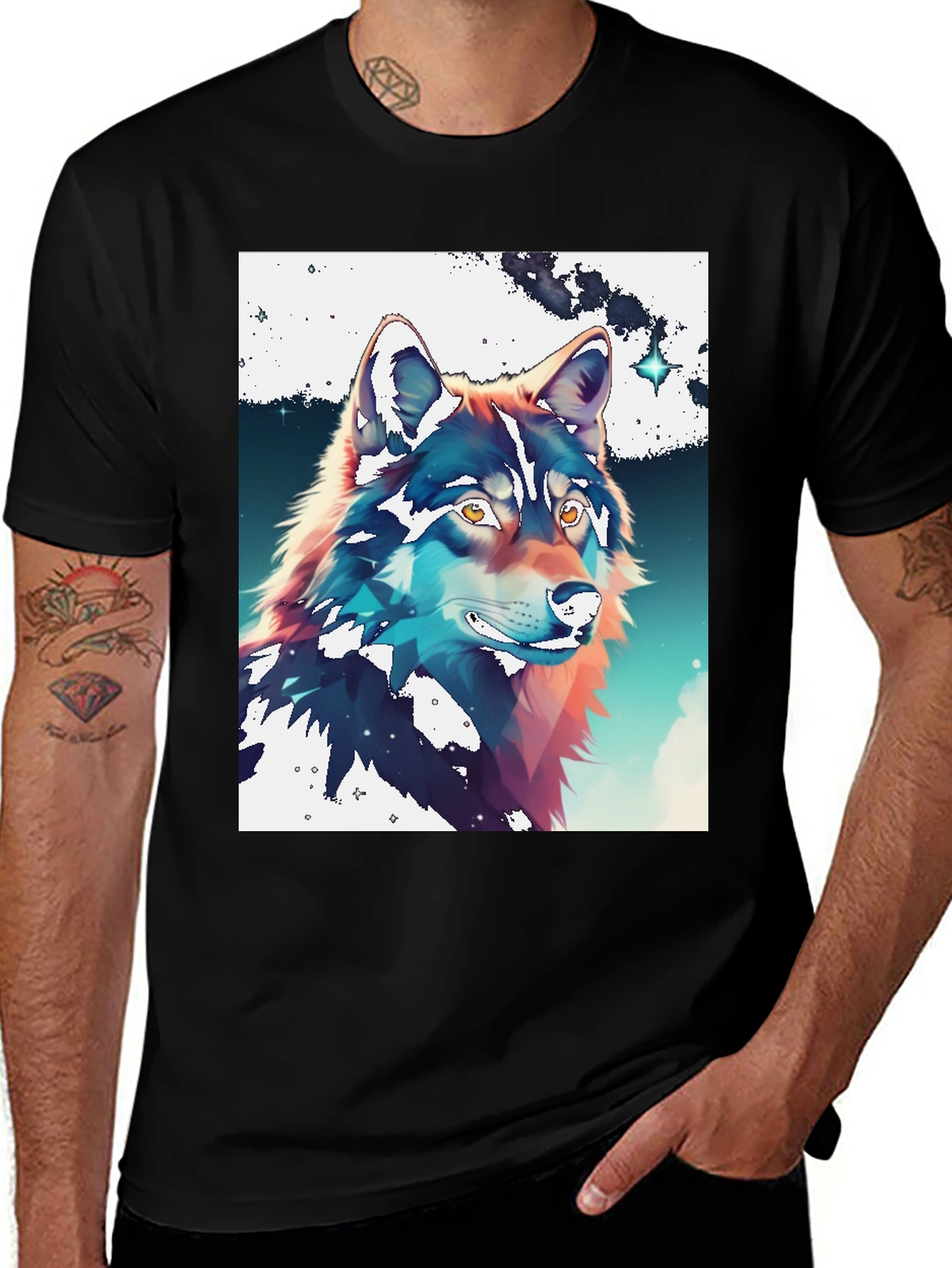 Variant 16 of Wolf Graphic Print Crew Neck Tee