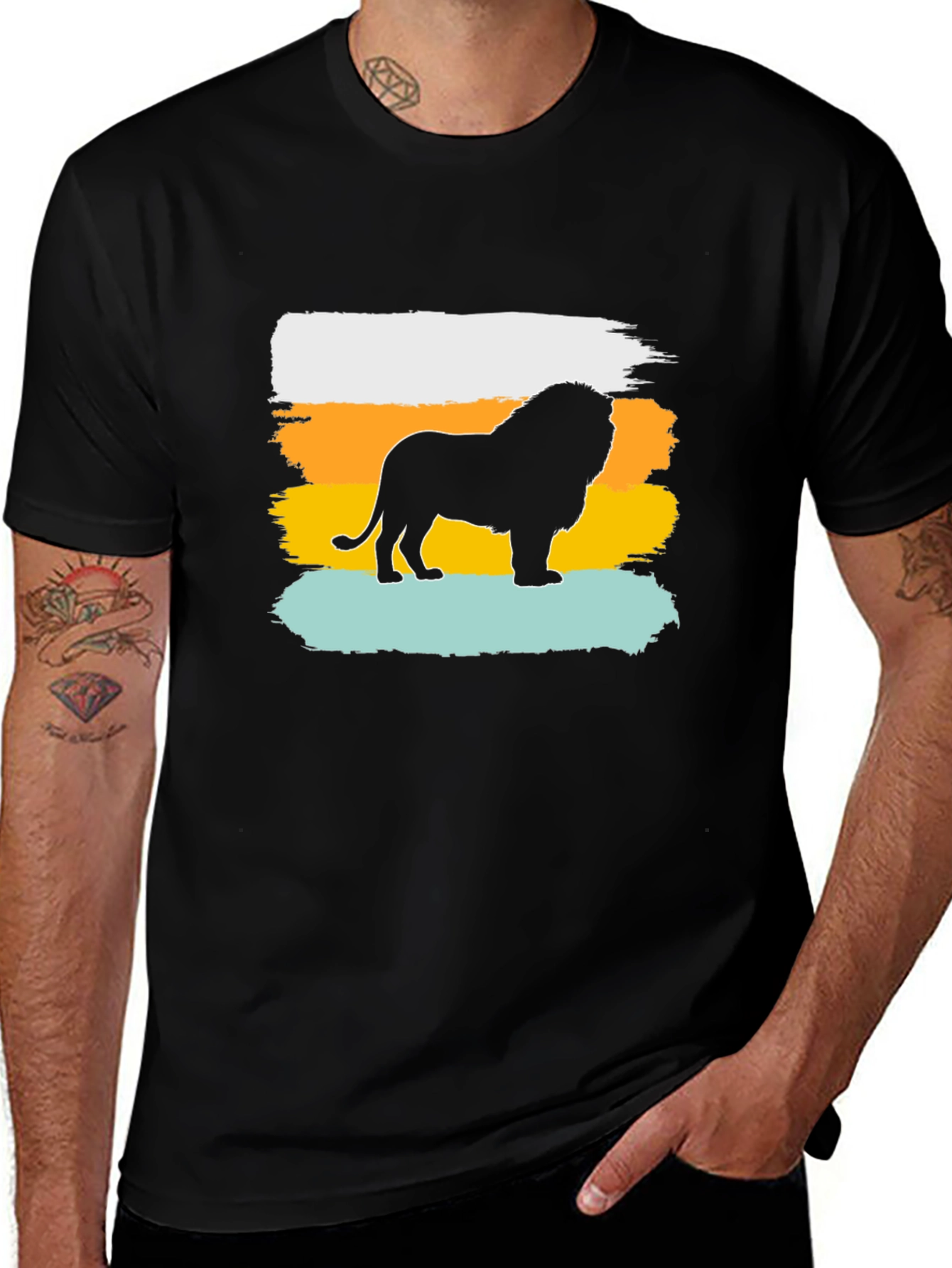 Variant 22 of Lion Graphic Tee - Trendy Men's Black T-Shirt