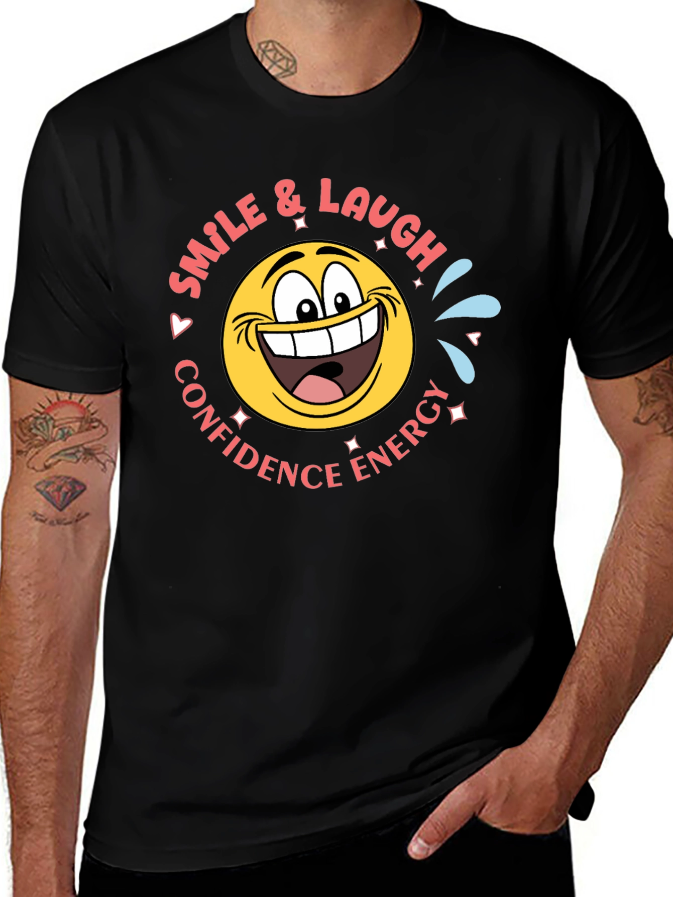 Smile & Laugh Emoji T-Shirt - Black