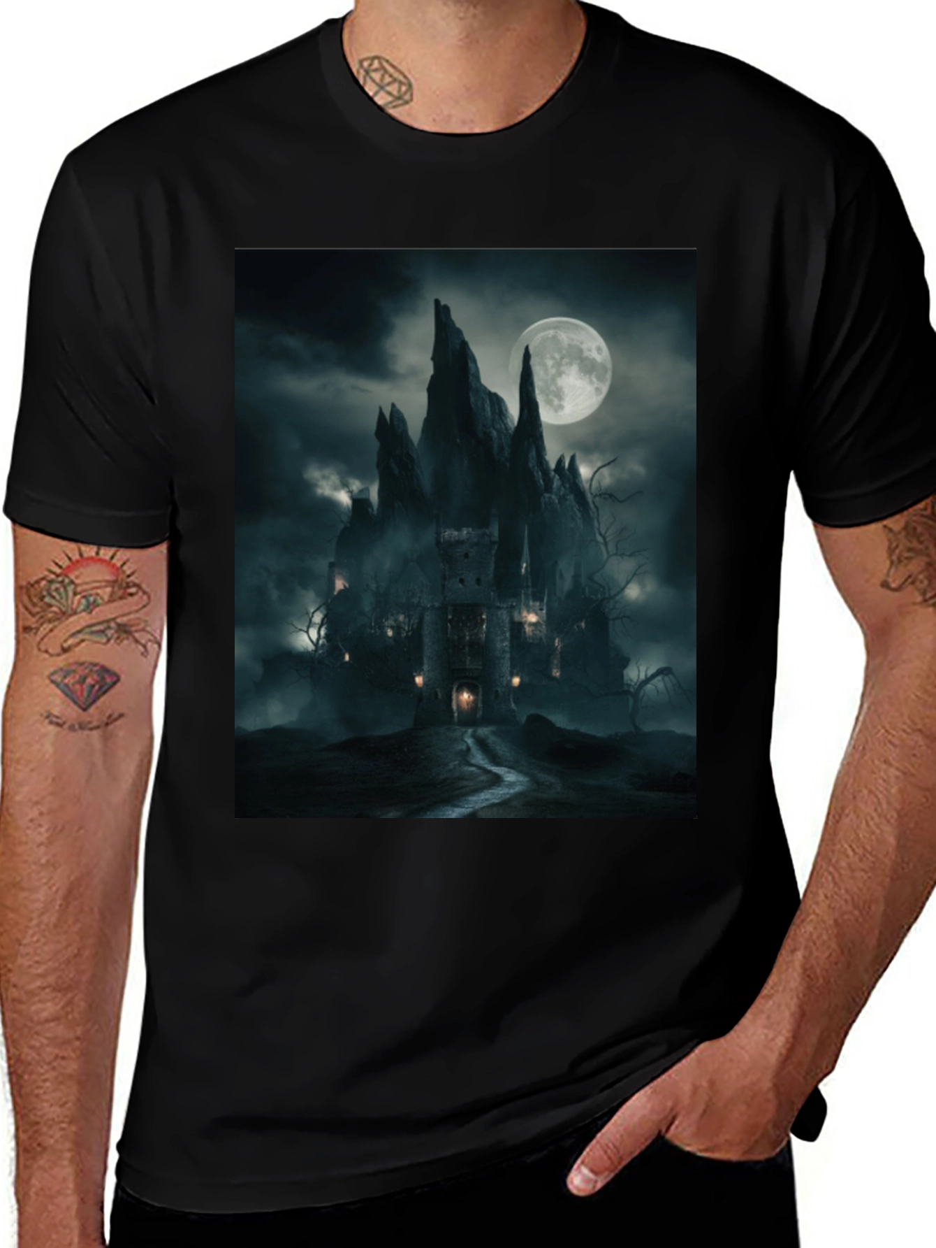Variant 21 of Eerie Castle Moonlit T-Shirt