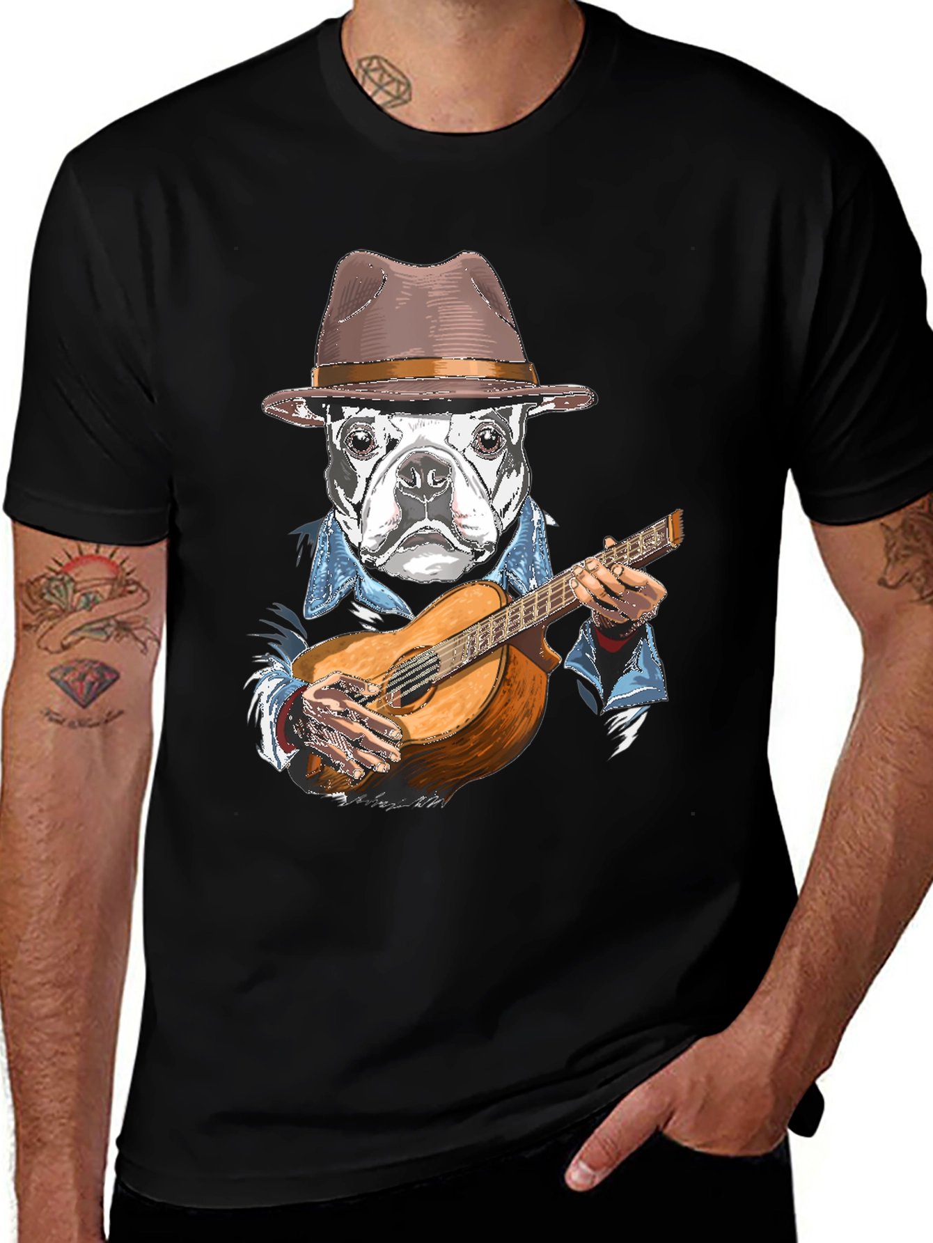 Variant 27 of Dog Playing Guitar Graphic T-Shirt