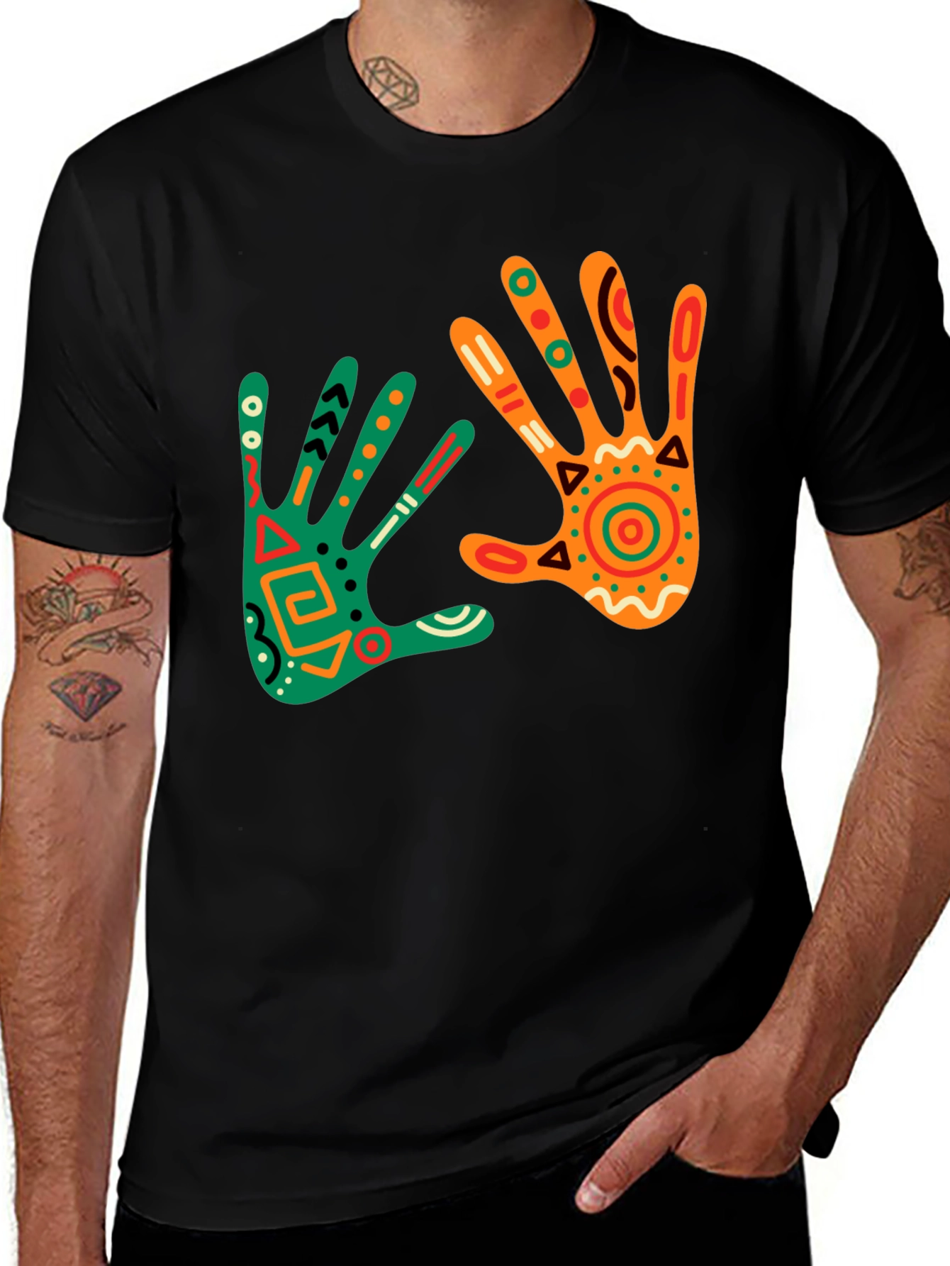 Variant 4 of Tribal Hand Print Tee - Unique Design