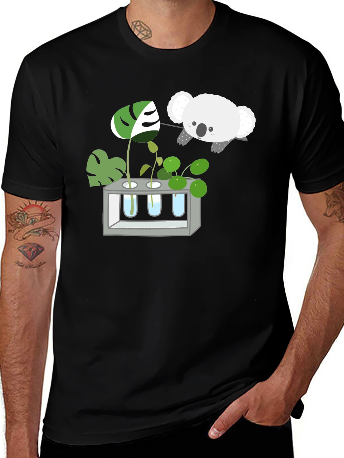 Variant 16 of Koala & Plant Lover Black T-Shirt