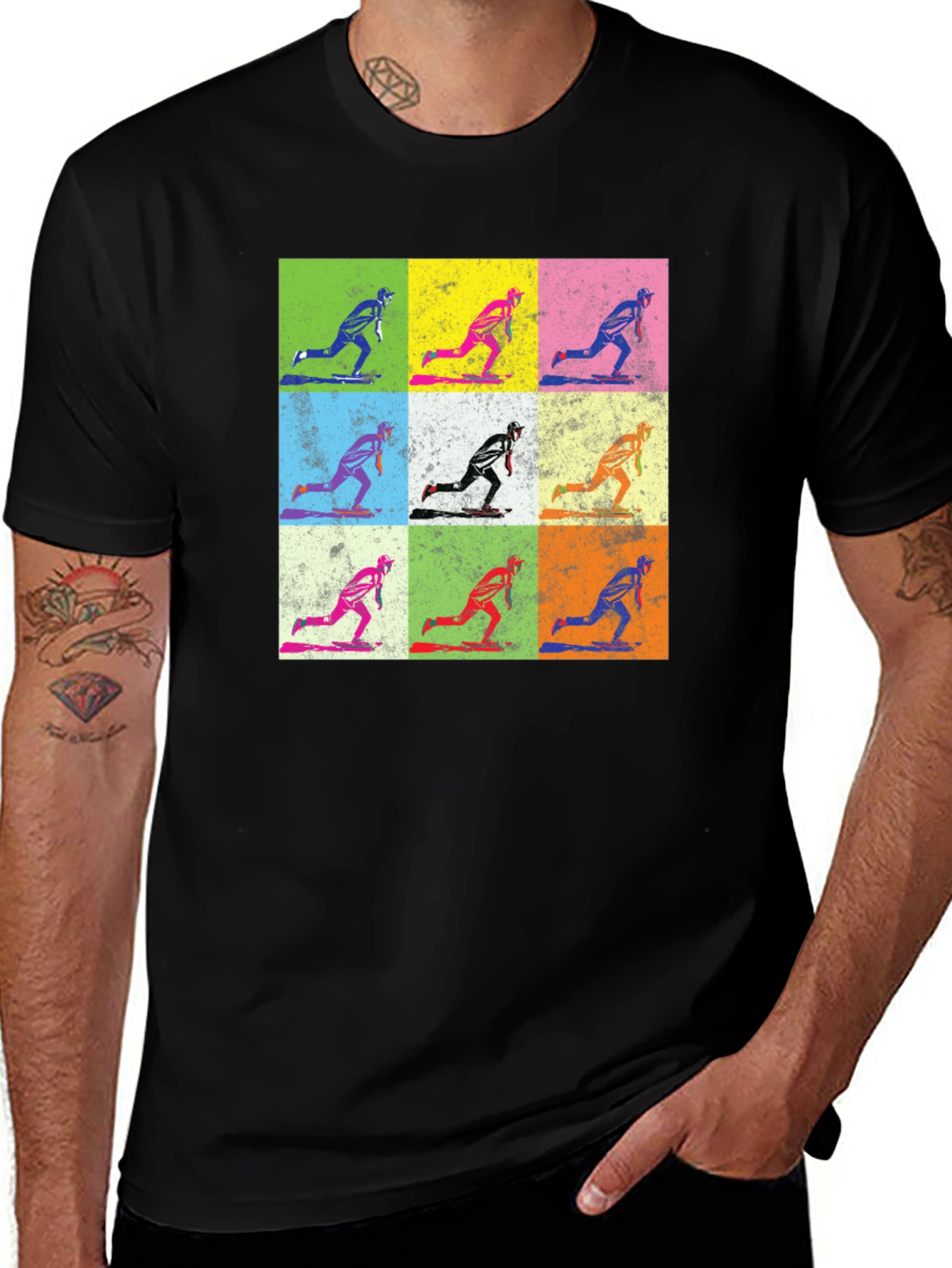 Variant 10 of Retro Skateboarder Pop Art Graphic Tee - Cool & Unique