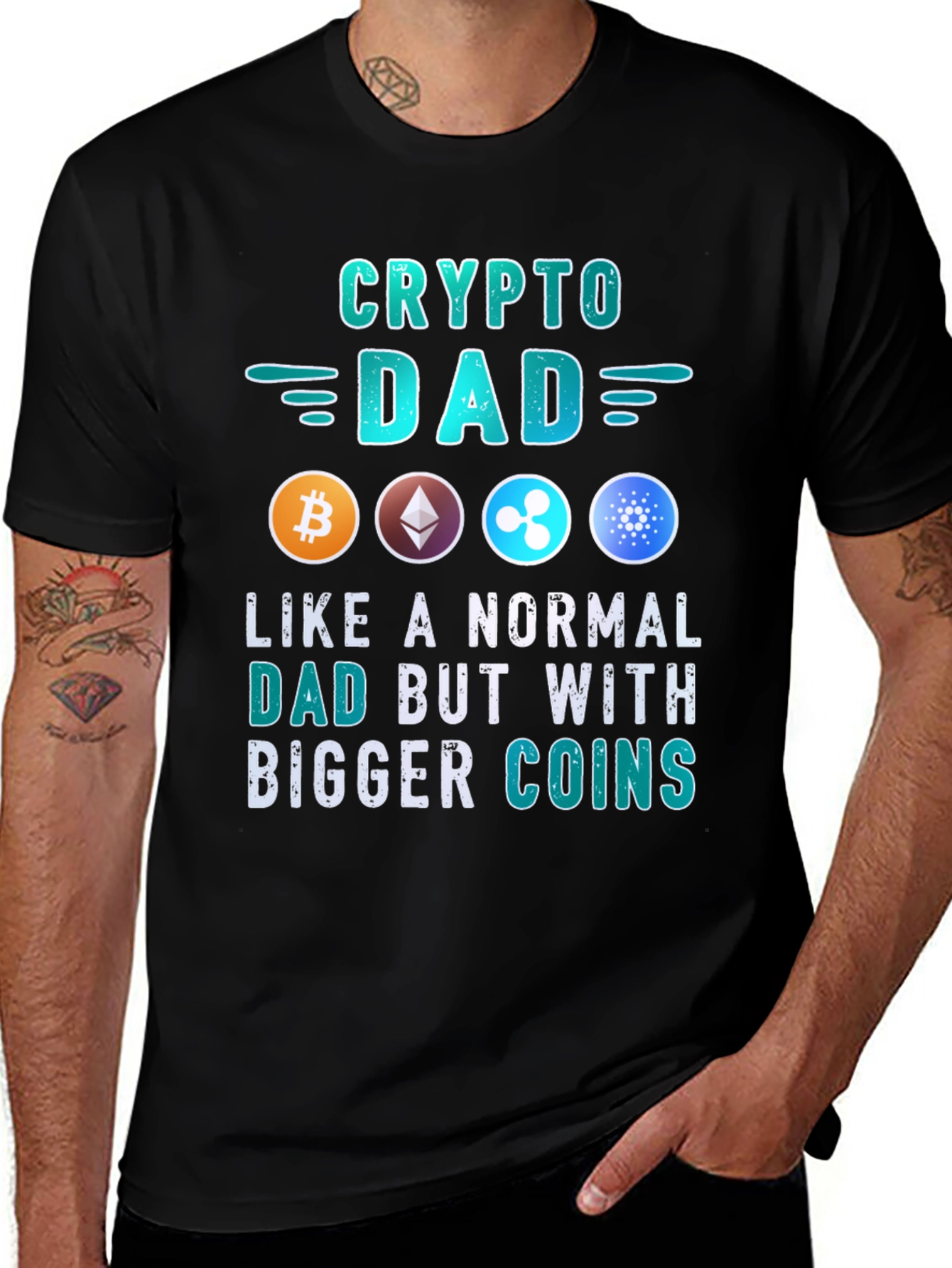 Crypto Dad T-Shirt: Bitcoin, Ethereum, Ripple, Cardano