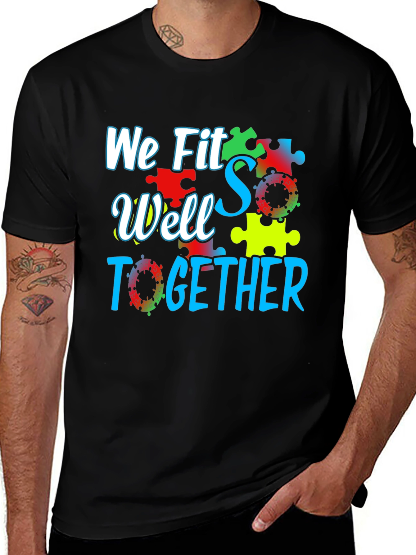Variant 17 of Autism Awareness Puzzle Piece Graphic T-Shirt