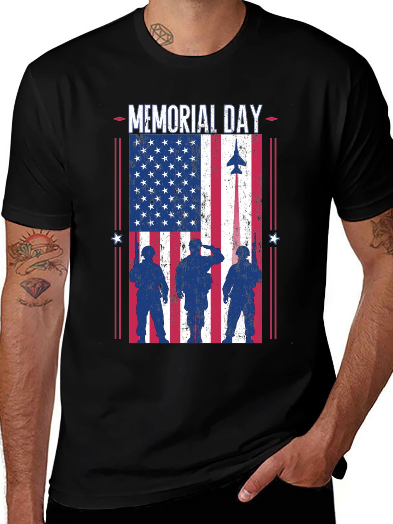 Memorial Day USA Flag Veteran Graphic T-Shirt
