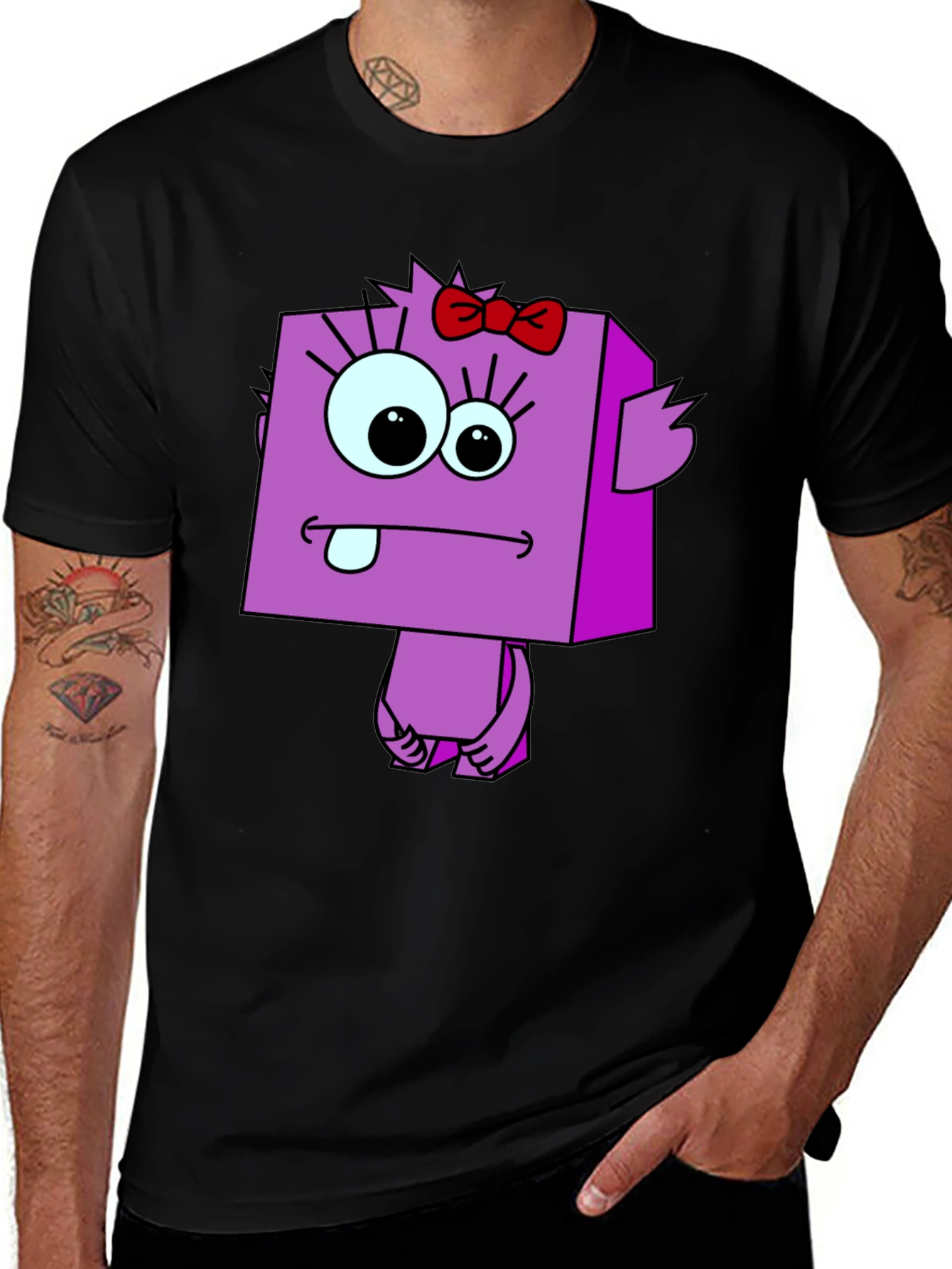 Funky Purple Cartoon Character Graphic Tee