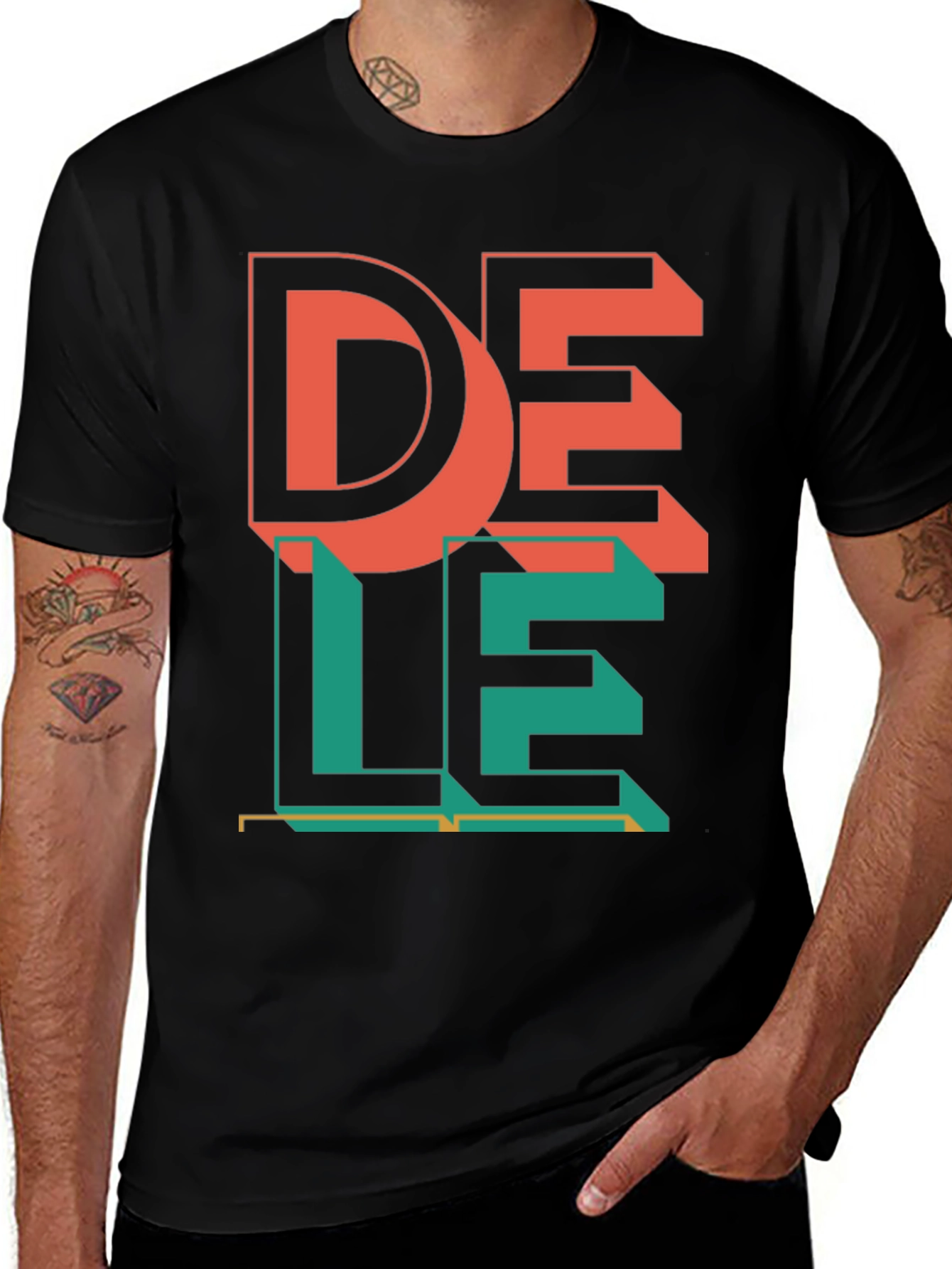 Variant 25 of Retro DE LE Graphic Tee - Black Cotton Blend