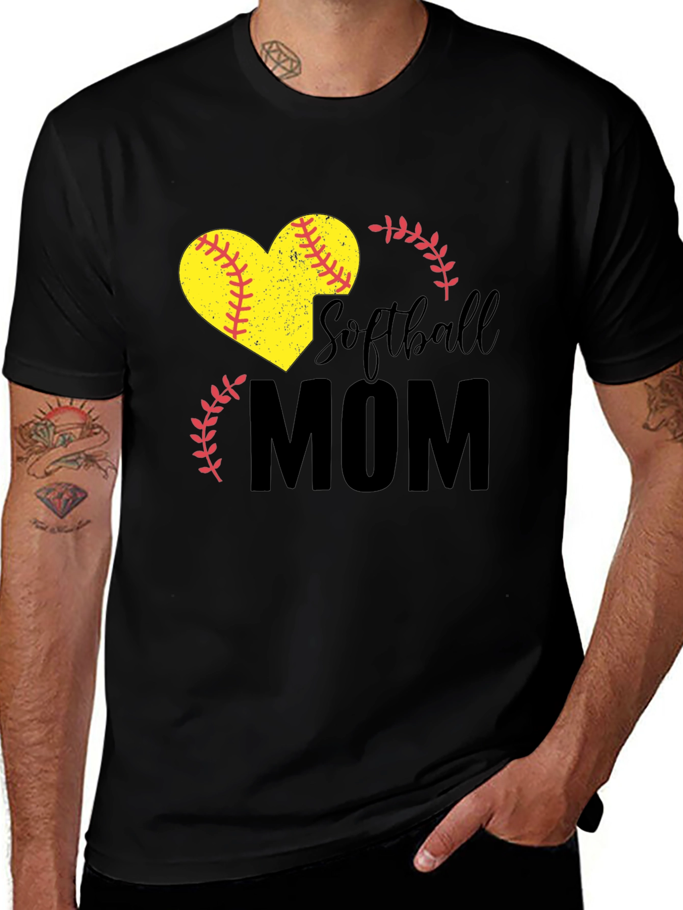 Variant 3 of Softball Mom Heart Graphic Tee